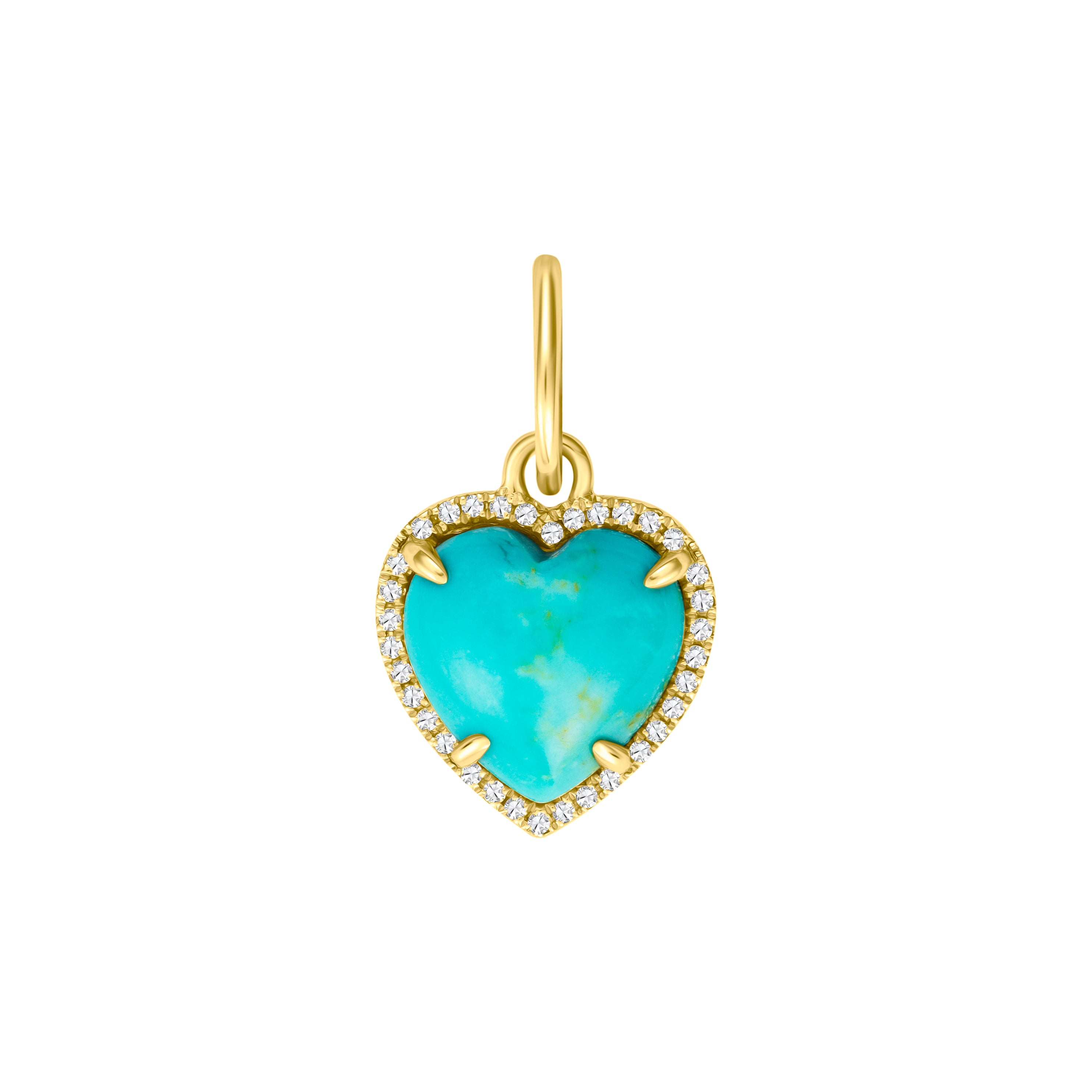 Diamond and Turquoise Small Heart Charm