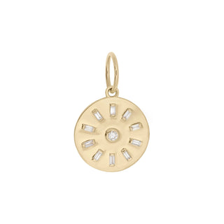 Diamond Baguette Round Disc Charm