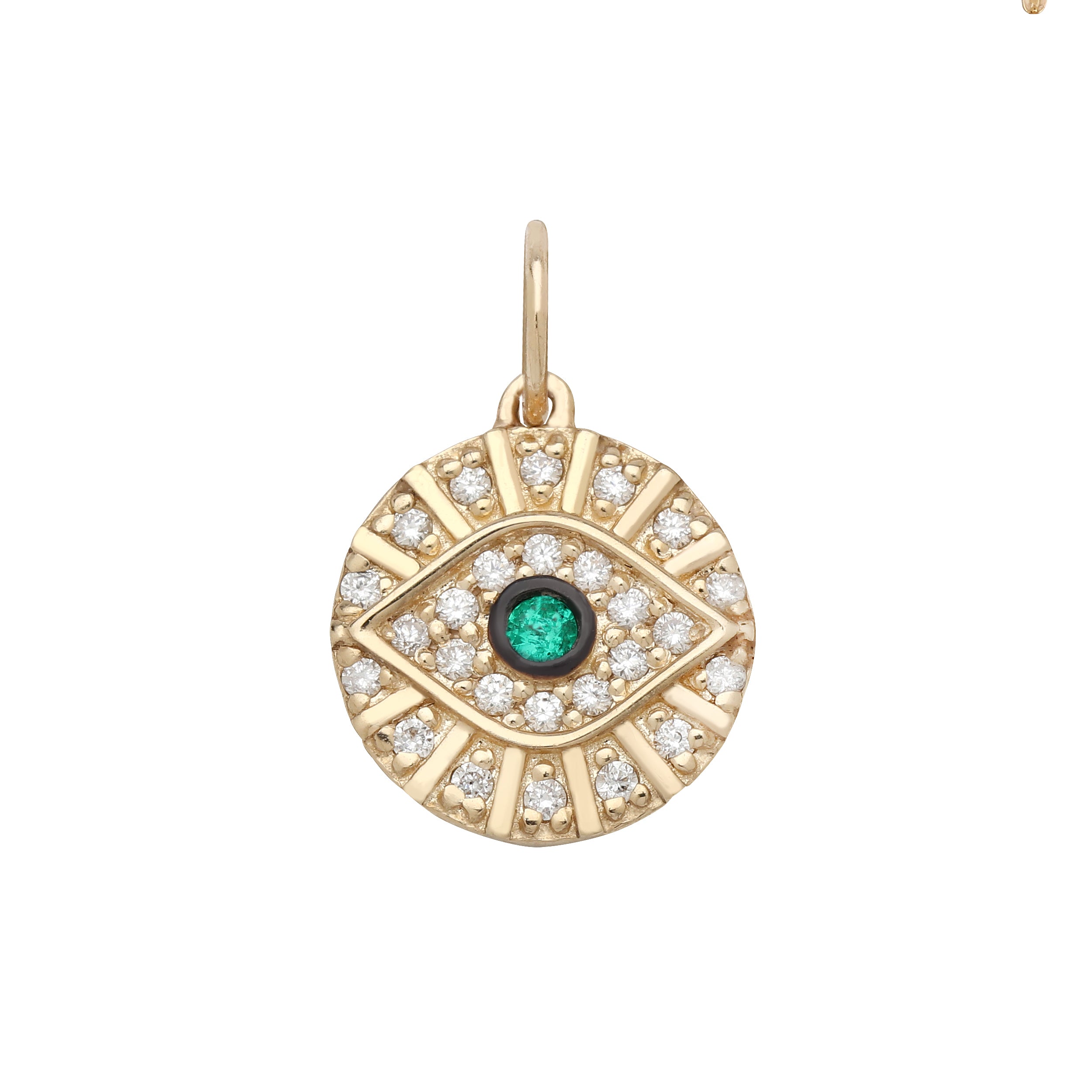 Small Diamond and Emerald Evil Eye Charm
