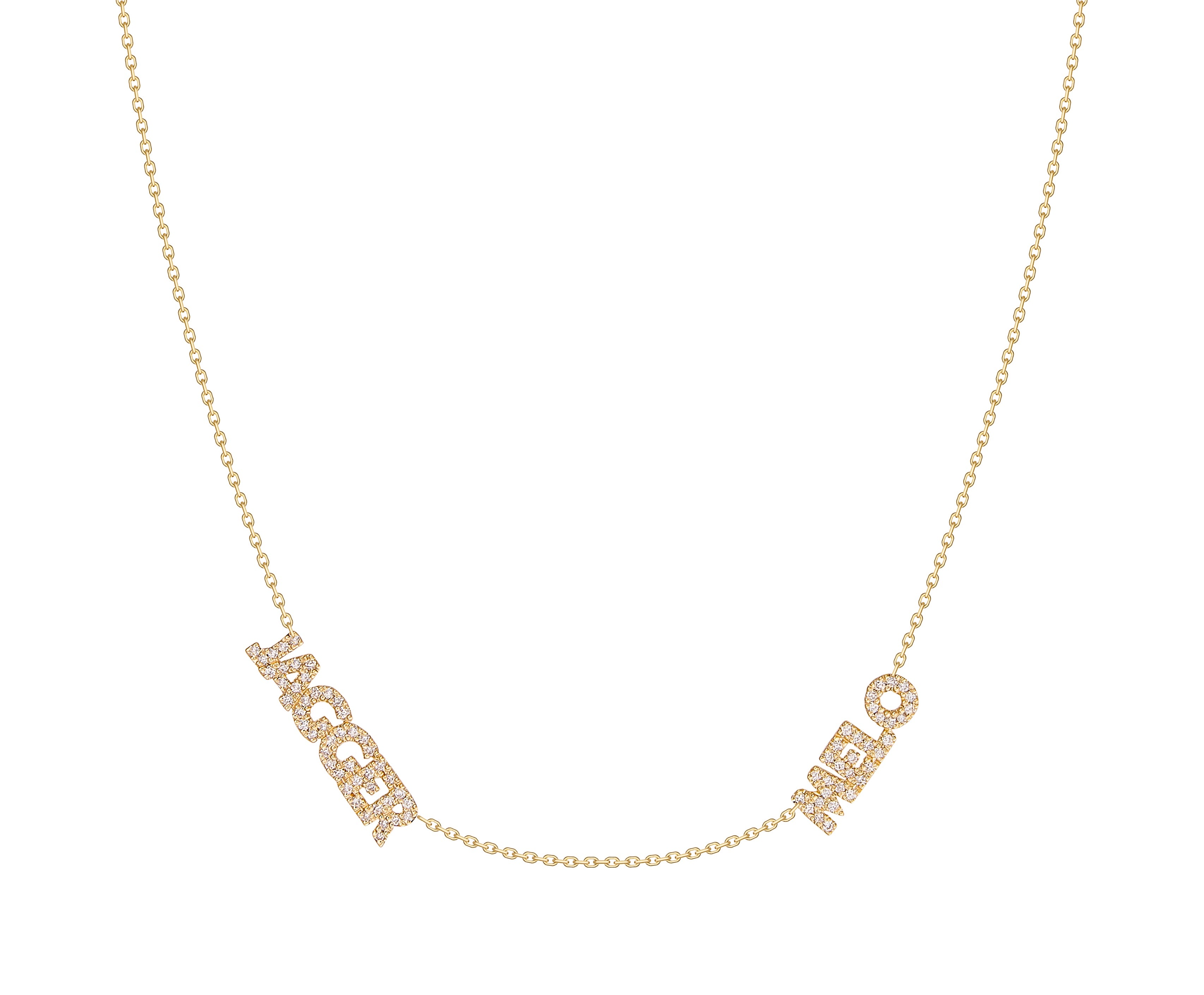 Diamond block name necklace Clearance