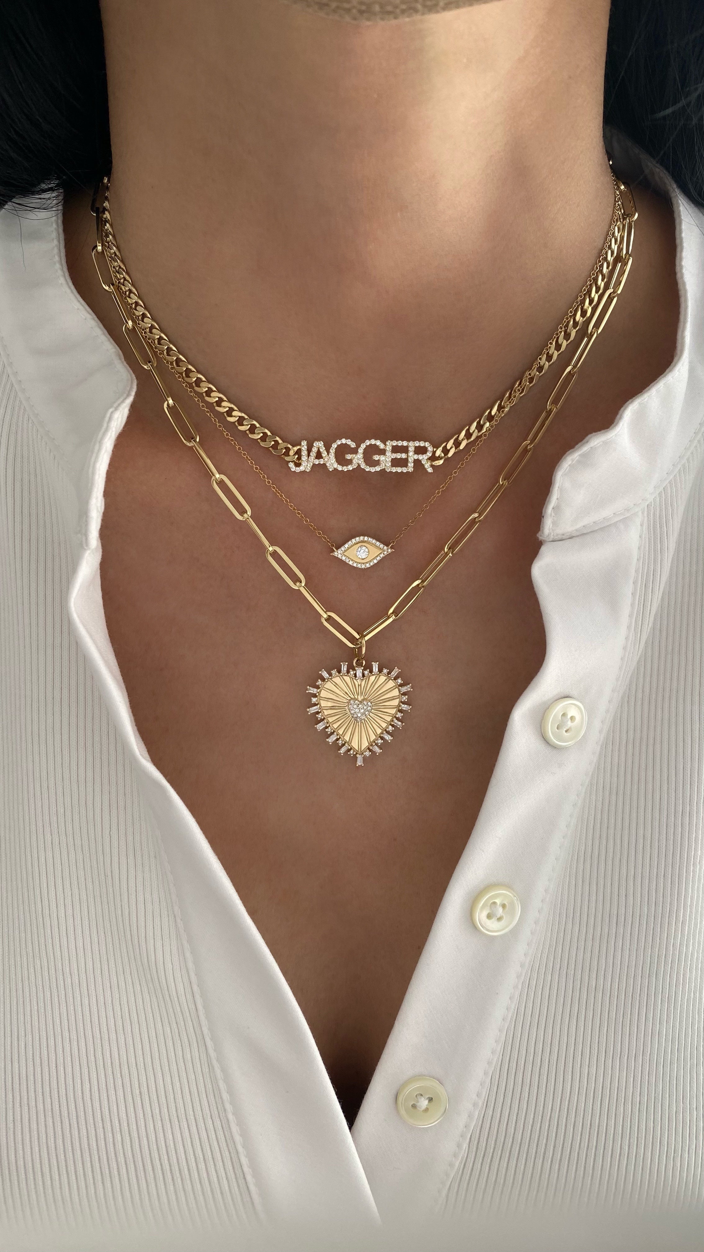 Cuban Link Diamond Nameplate Choker Necklace – Lola James Jewelry