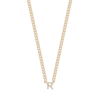 Small Cuban Link Diamond/Stone Letter Necklace