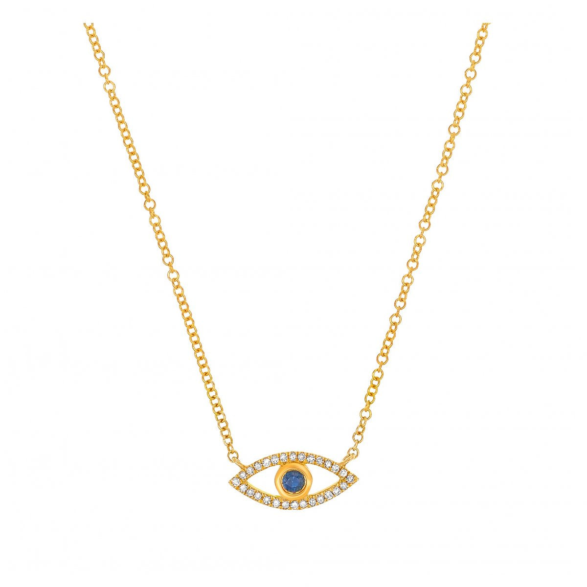 Lucky Eye- Diamond and Sapphire Lucky Eye Necklace- Lola James Jewelry 