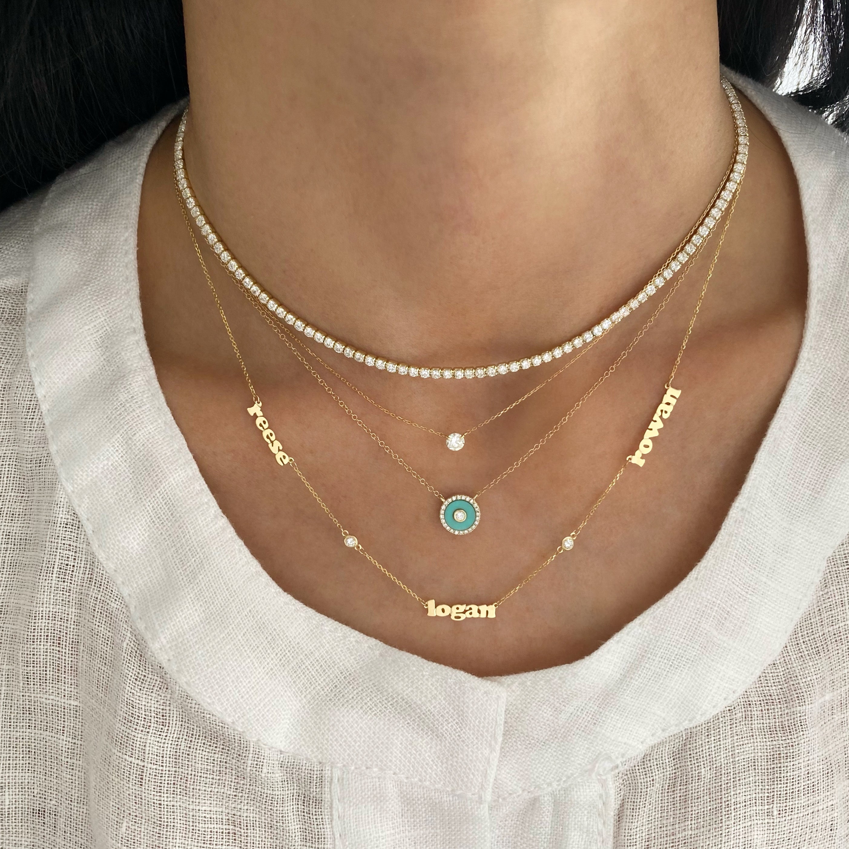 Mini Me Multi Name With Diamonds – Lola James Jewelry