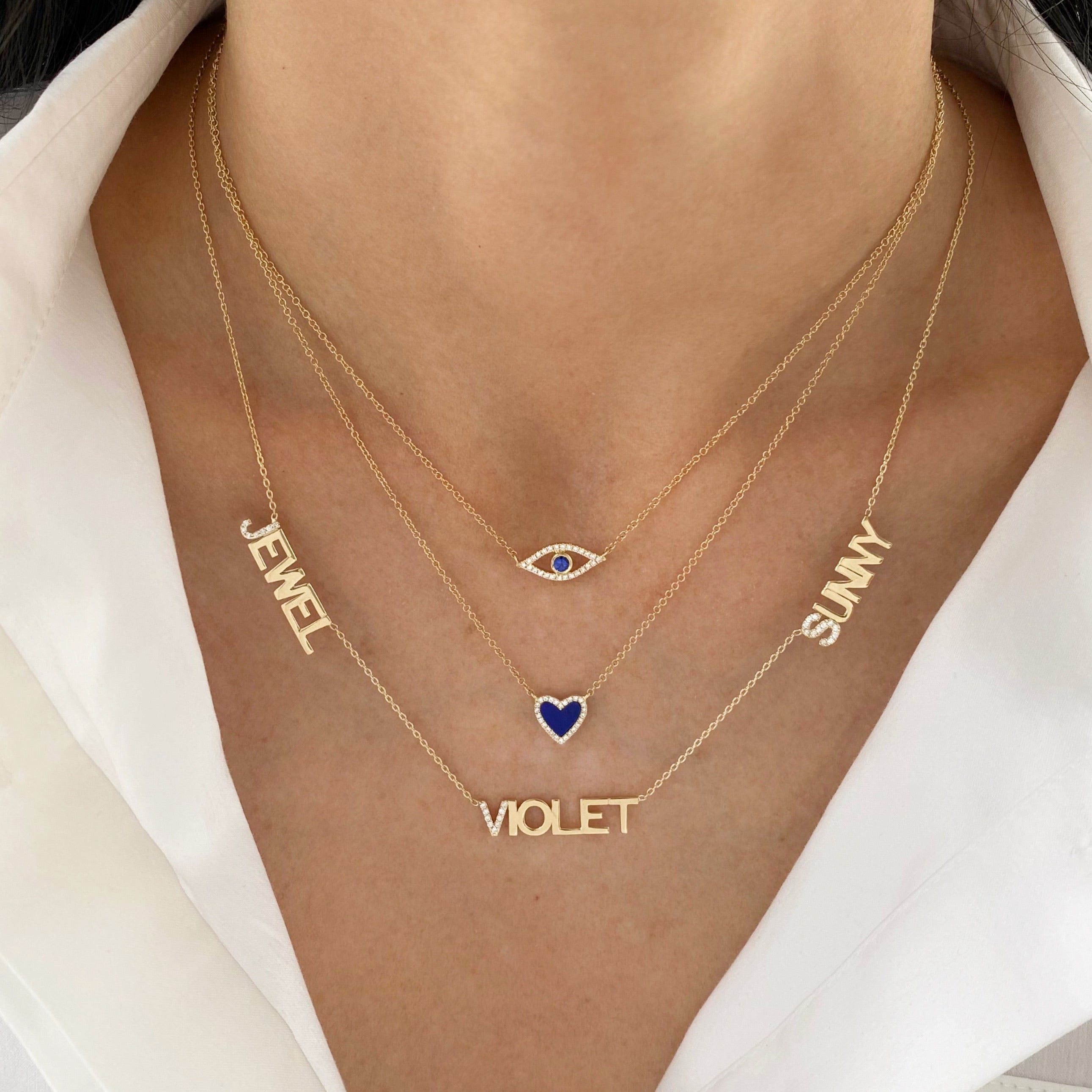 First Letter Diamond Multi Name Necklace – Lola James Jewelry