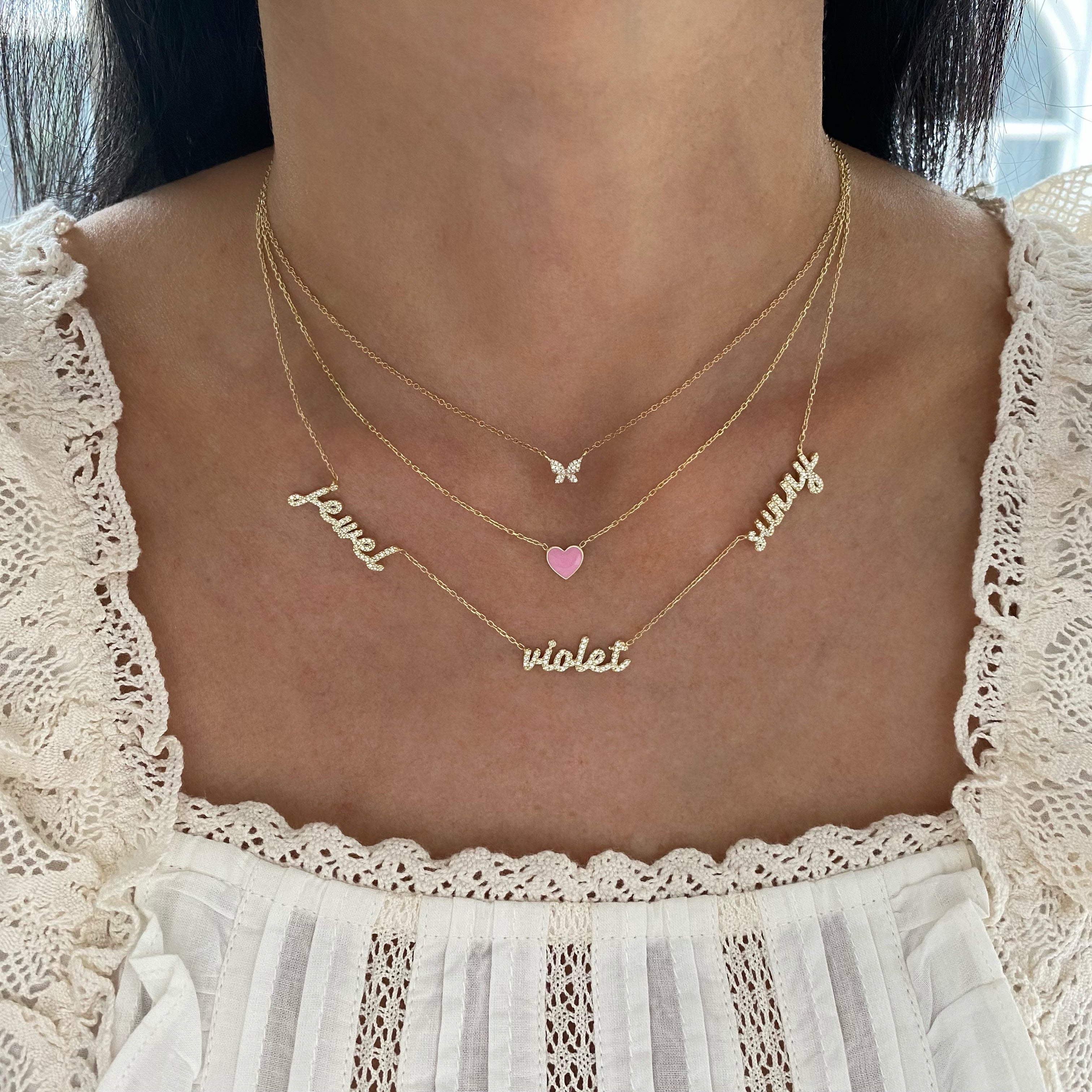 Diamond Script Multi Name Necklace – Lola James Jewelry