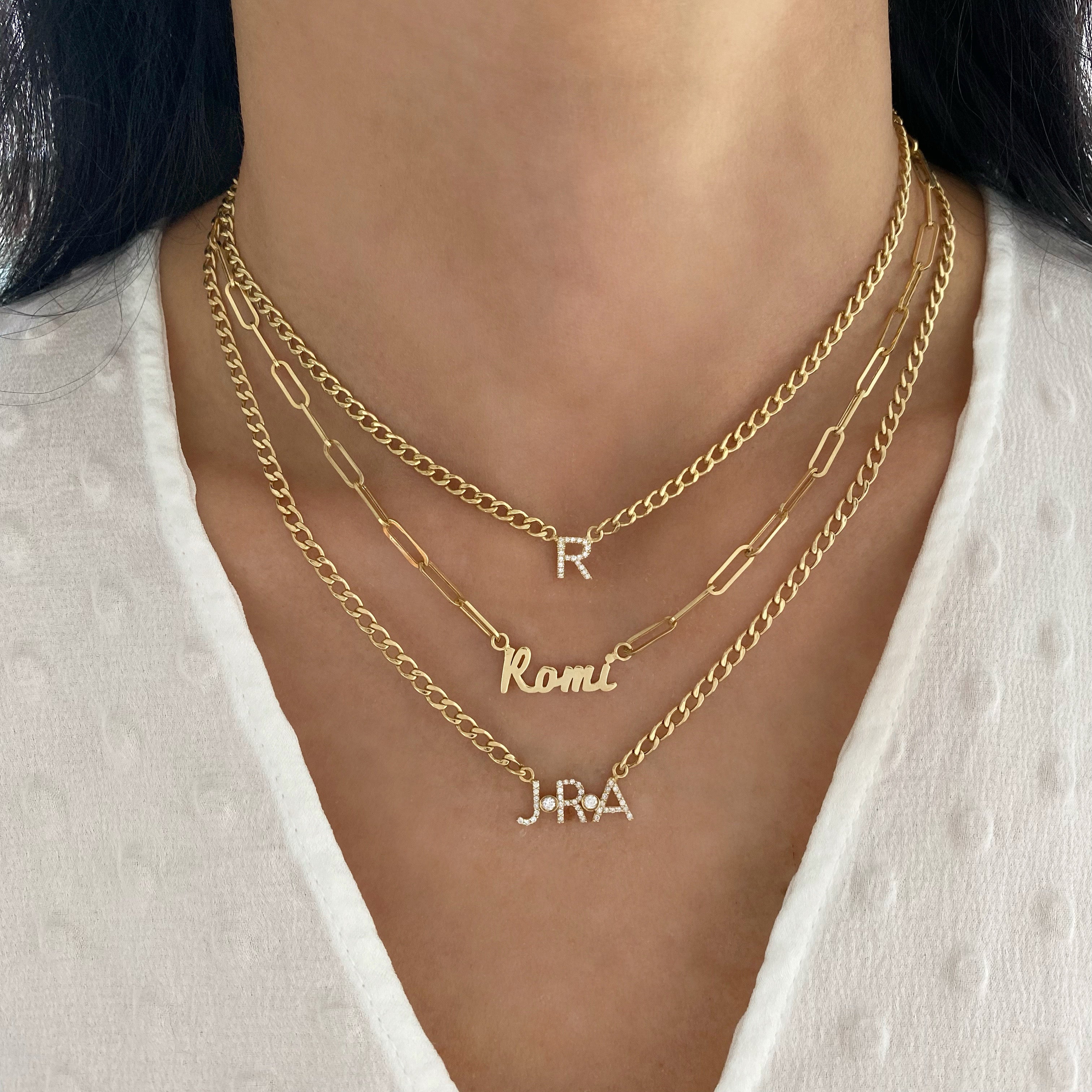 Small Cuban Link Diamond/Stone Letter Necklace – Lola James Jewelry