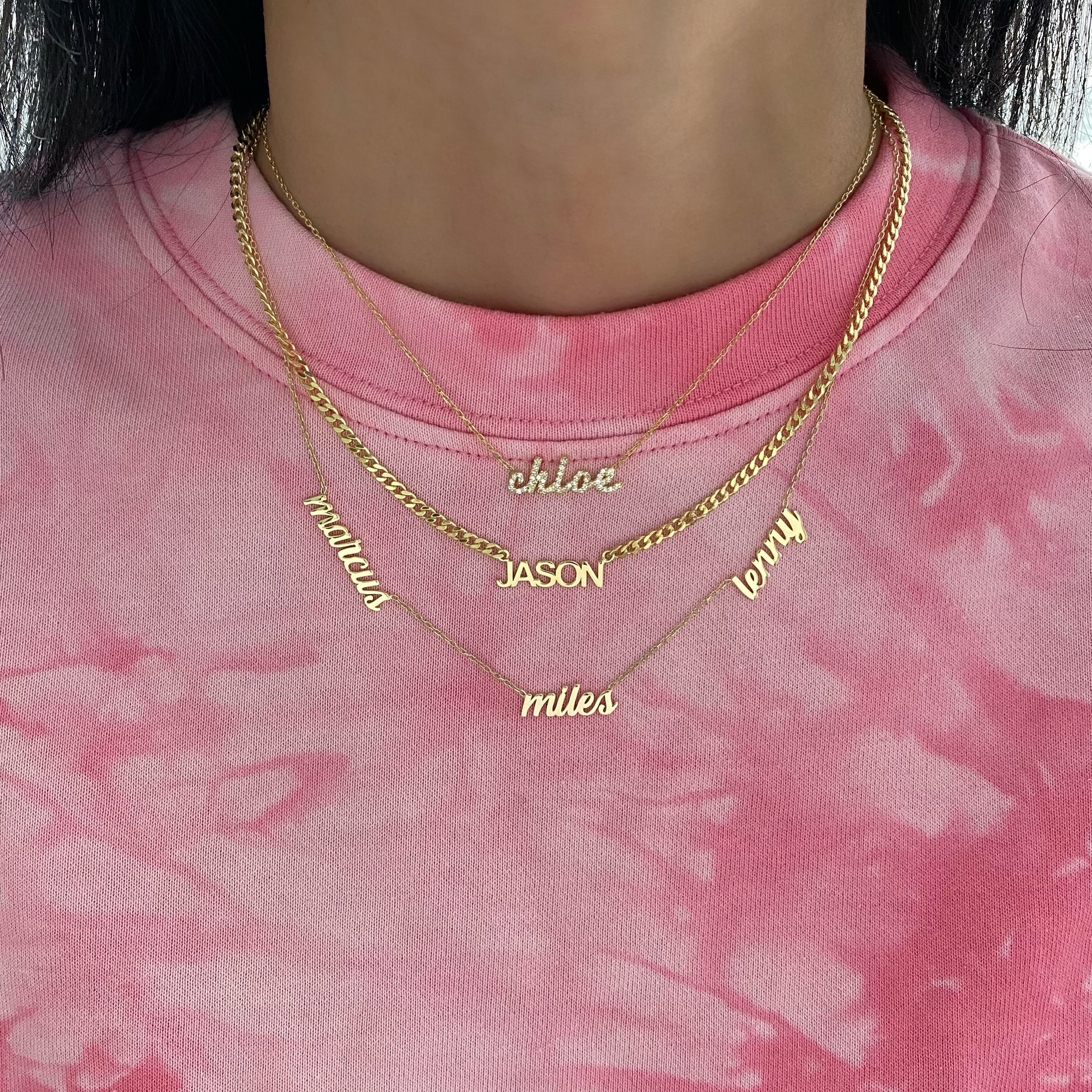 Small Script Multi Name Necklace – Lola James Jewelry