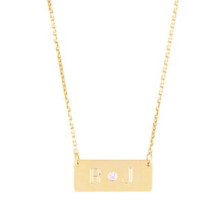 Mini Alter Ego-  Mini 14K Gold  Nameplate Necklace with Diamond Accent- Lola James Jewelry