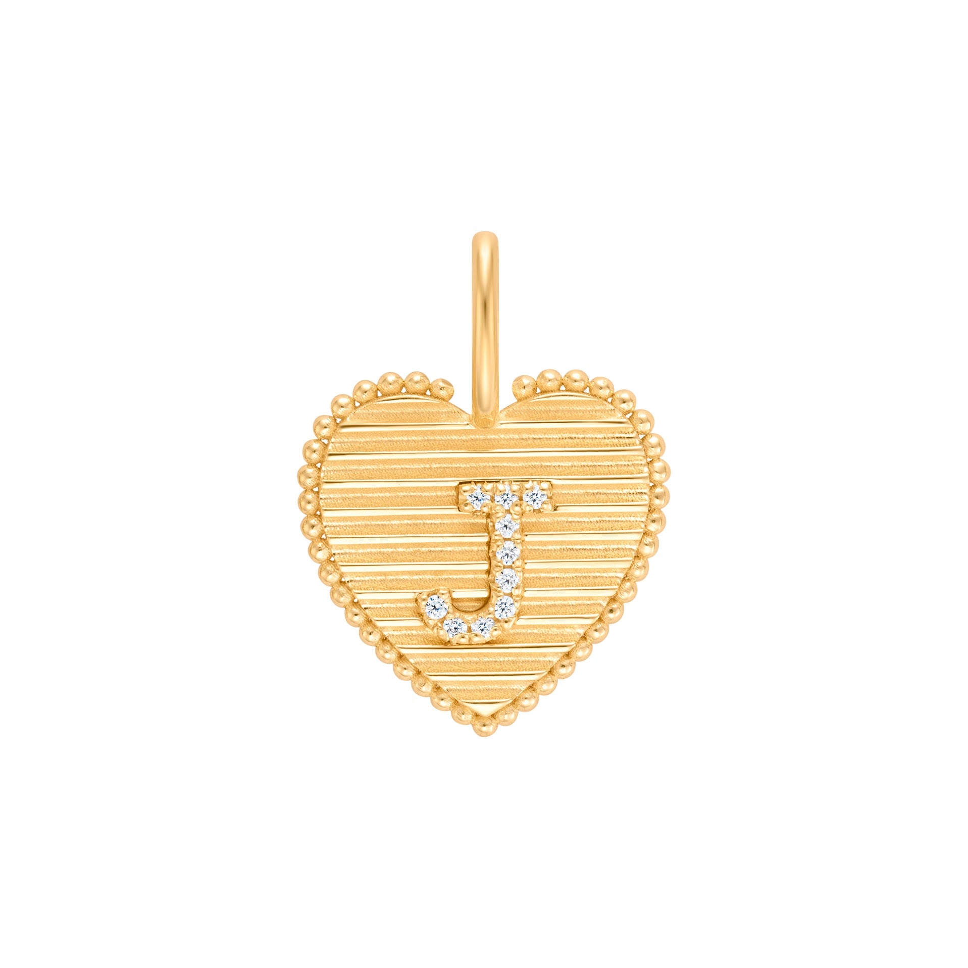 Fluted Heart Letter Charm