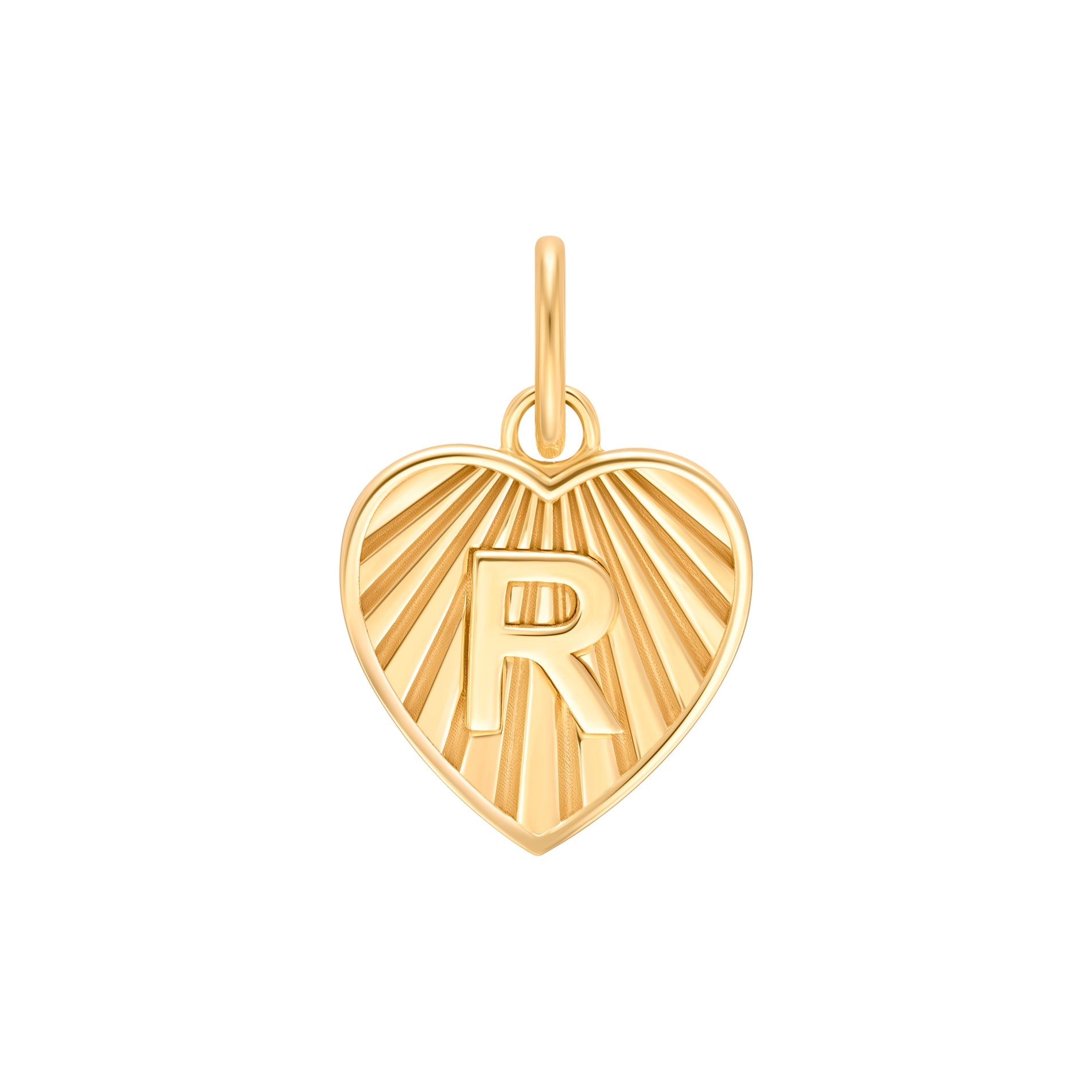 Fluted Heart Gold Letter Charm