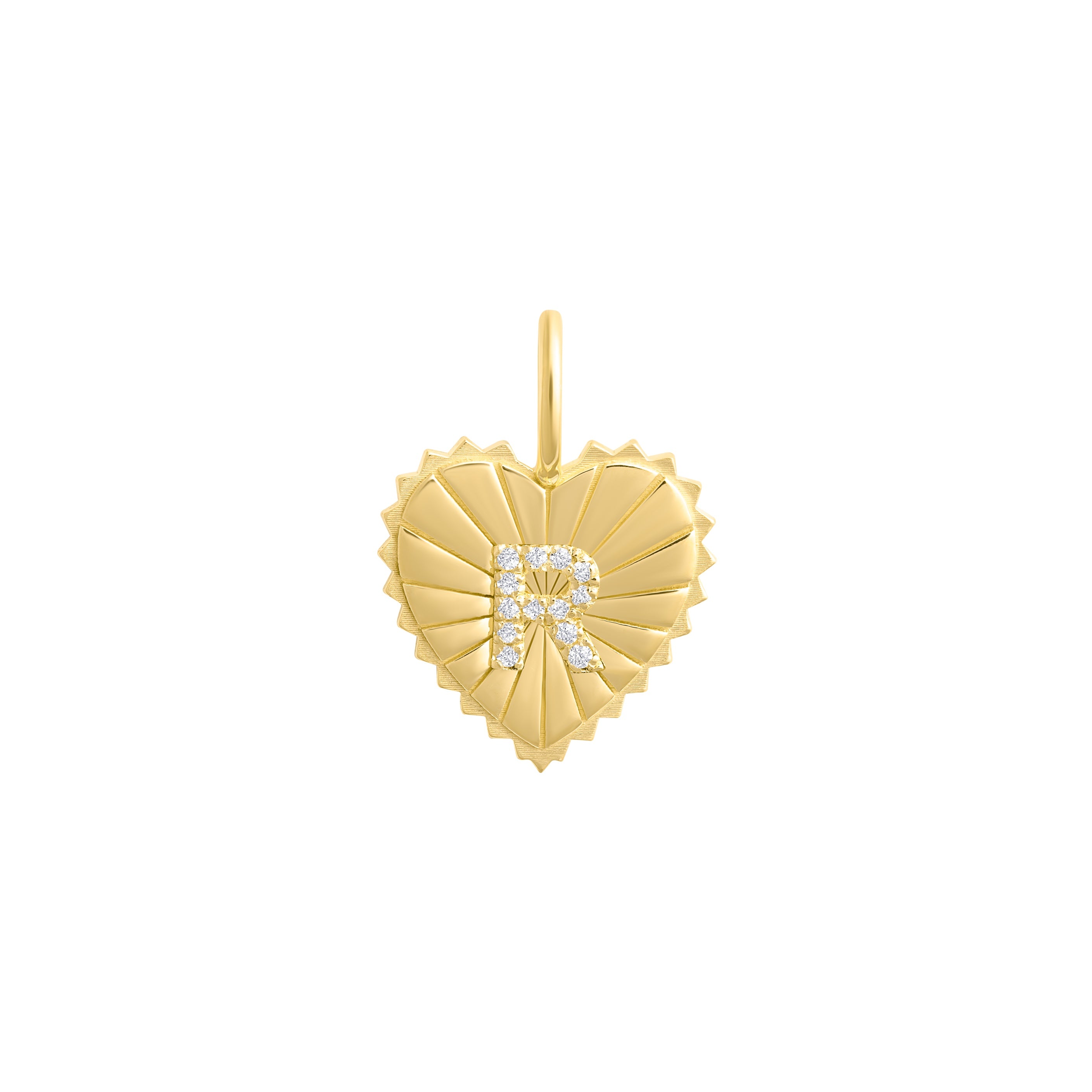 Starburst Fluted Heart Diamond Letter Charm