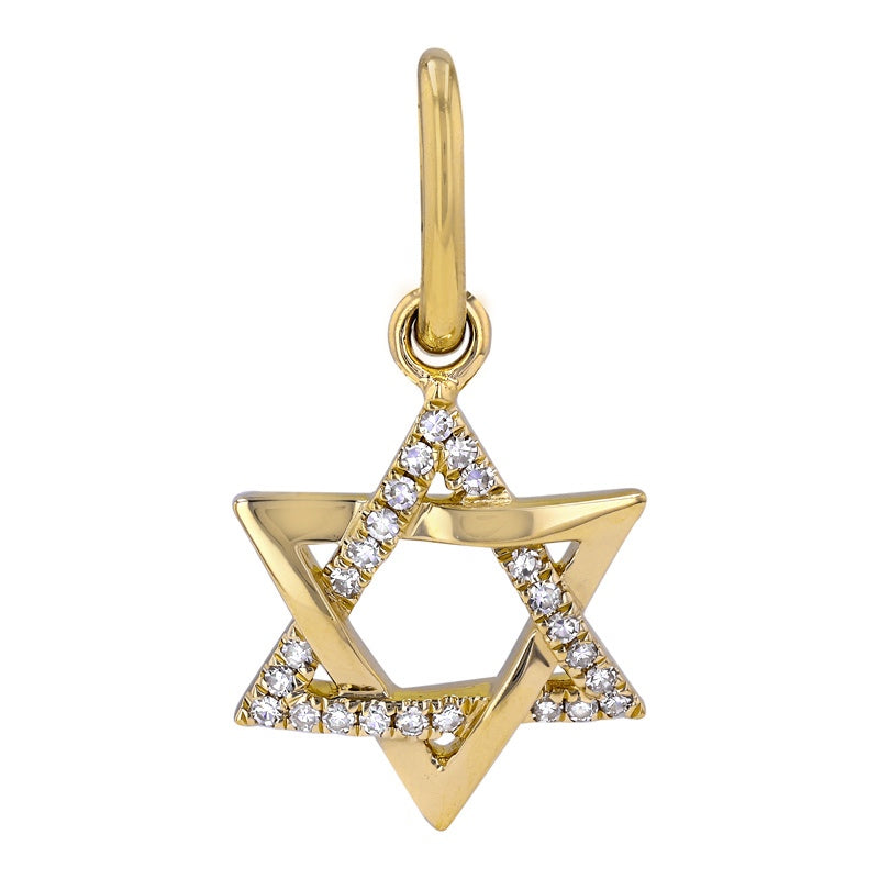 Gold and Diamond Jewish Star Charm