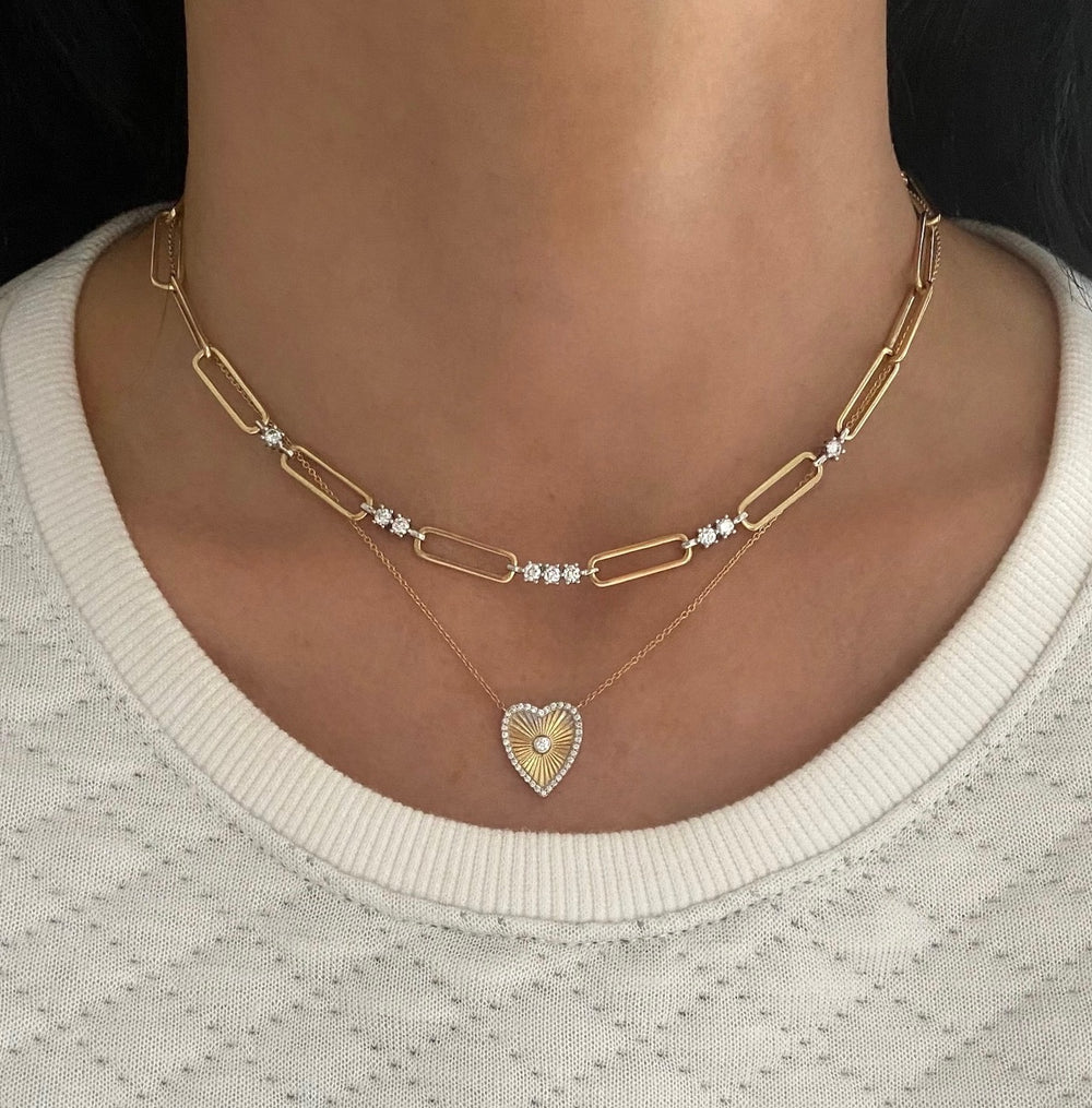 Paper Clip and Diamond Necklace