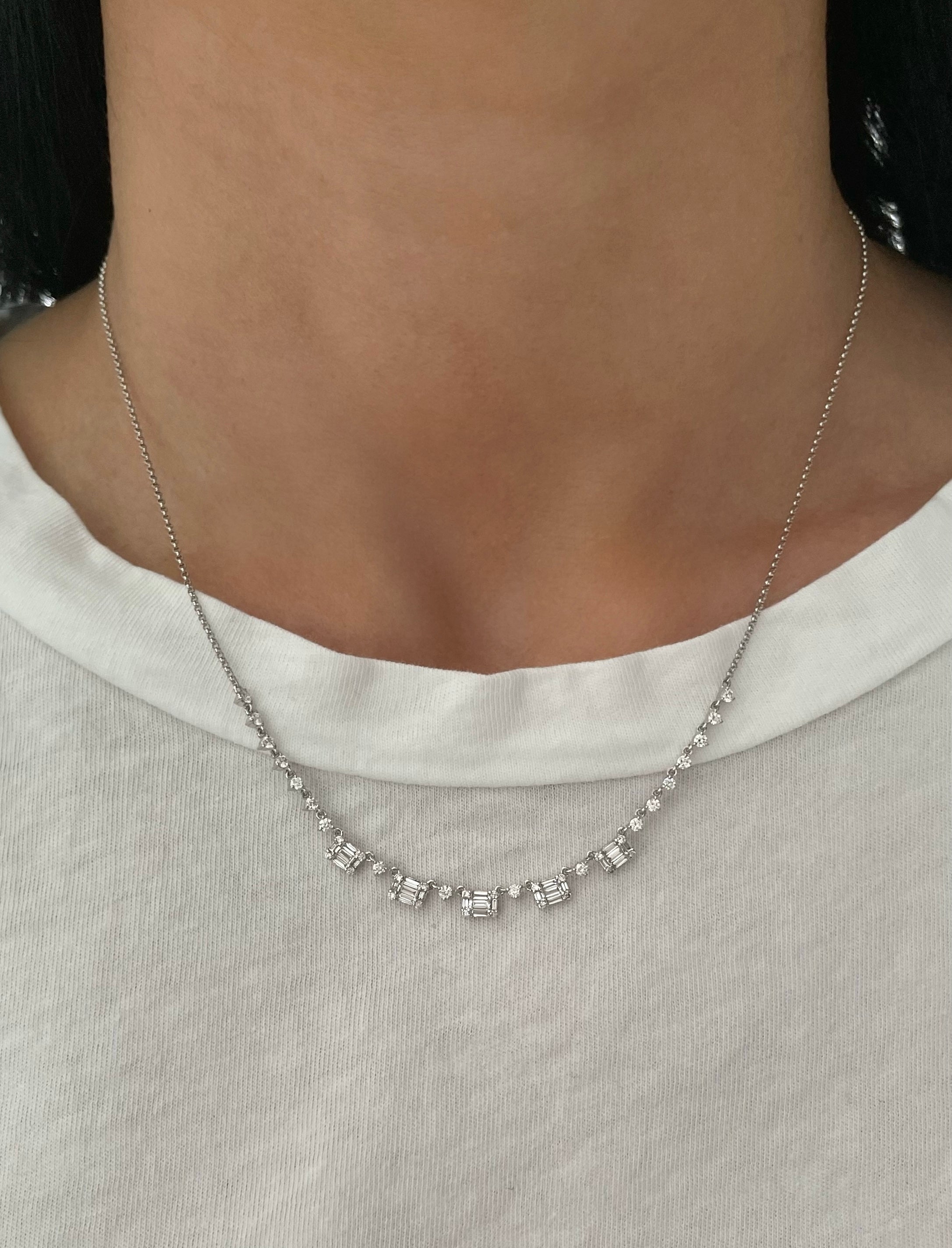 Diamond Baguette Illusion Necklace