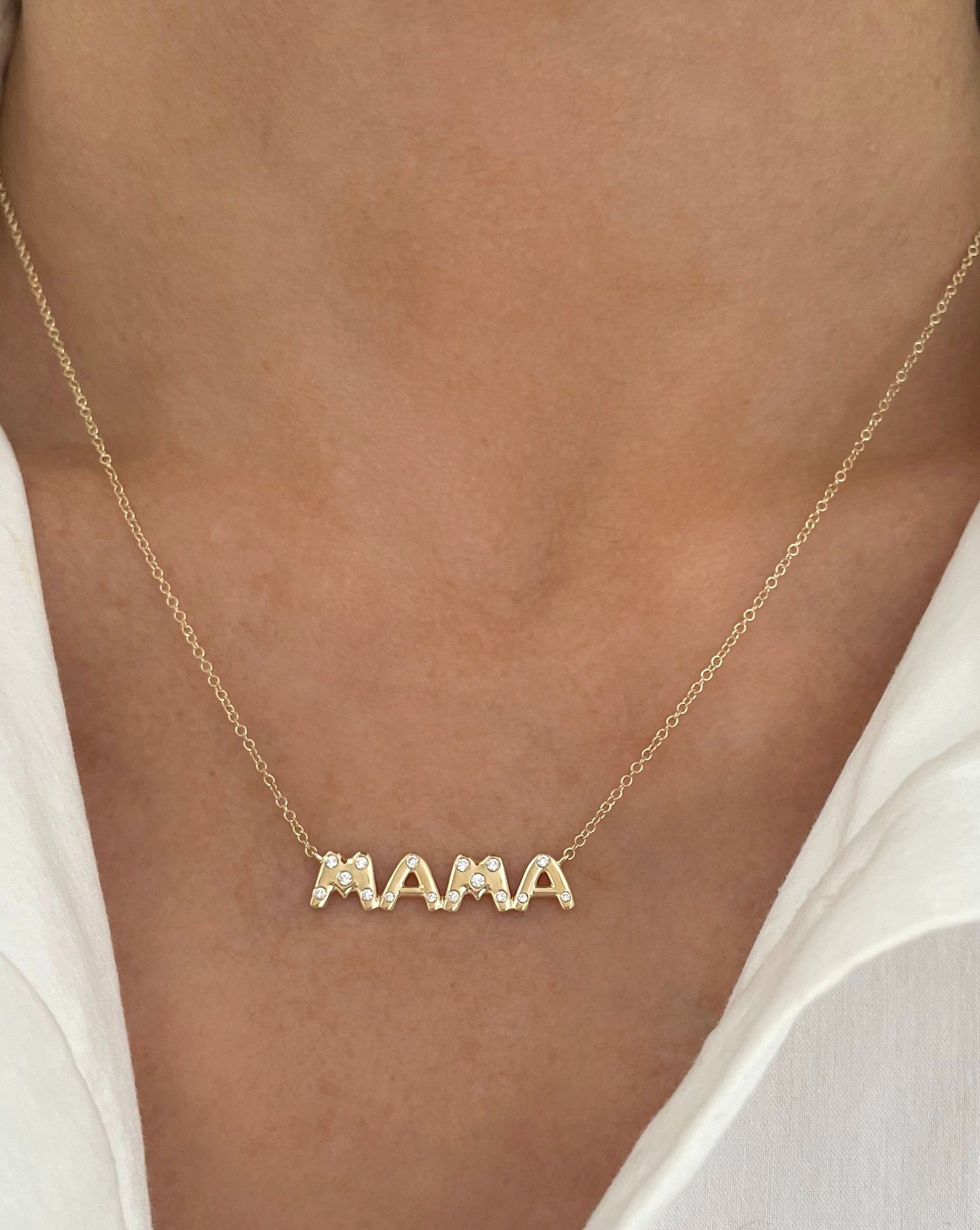 Diamond Inlay Mama Necklace