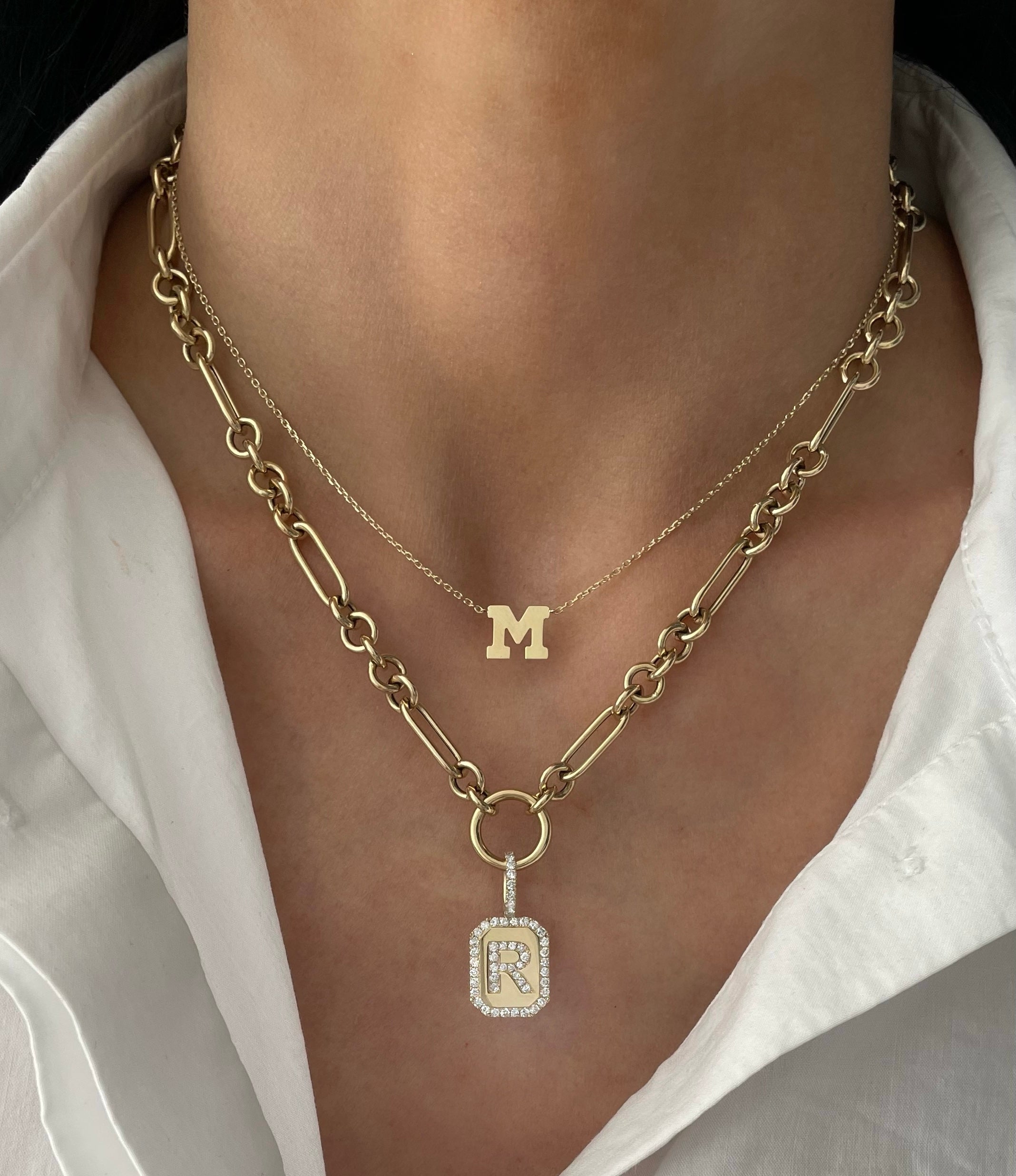 Octagon Charm with Diamond Initial
