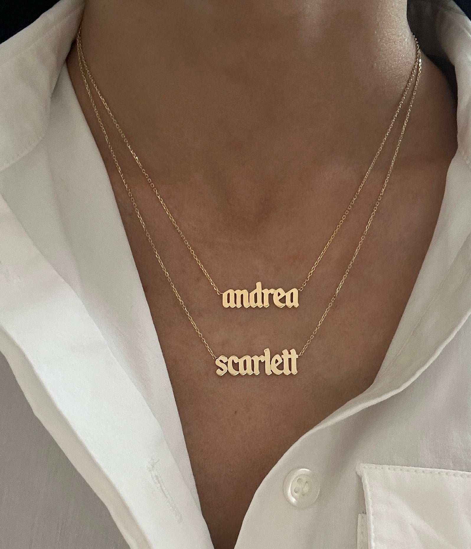 Modern Gothic Name Necklace