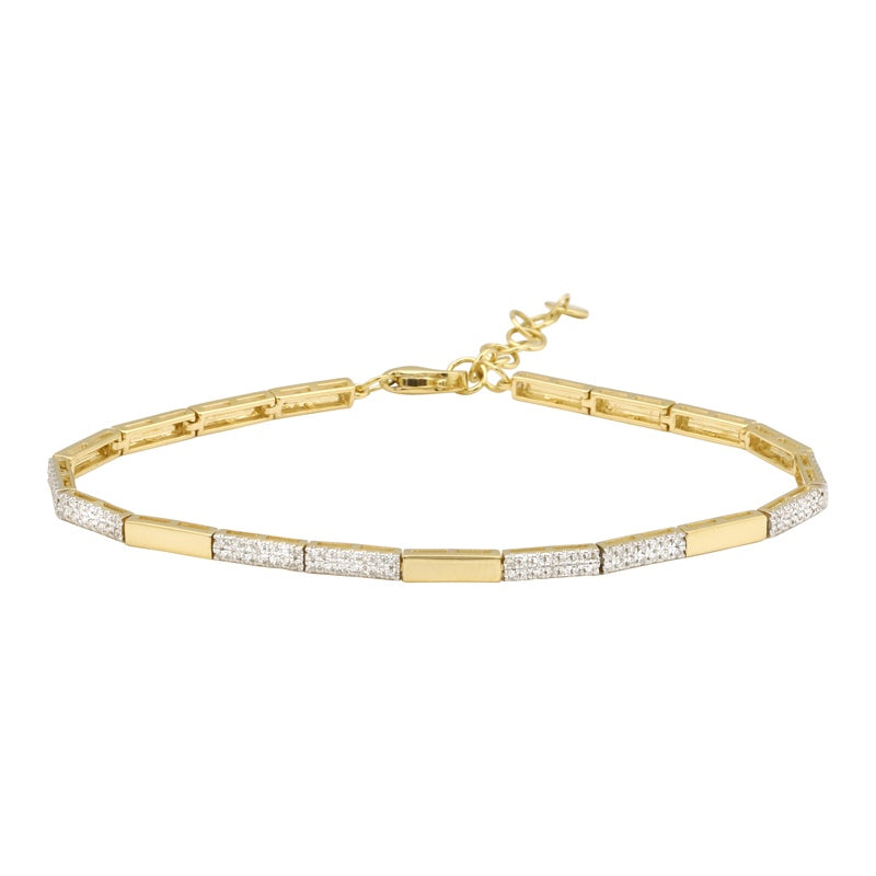 Gold and Diamond Rectangular Link Bracelet