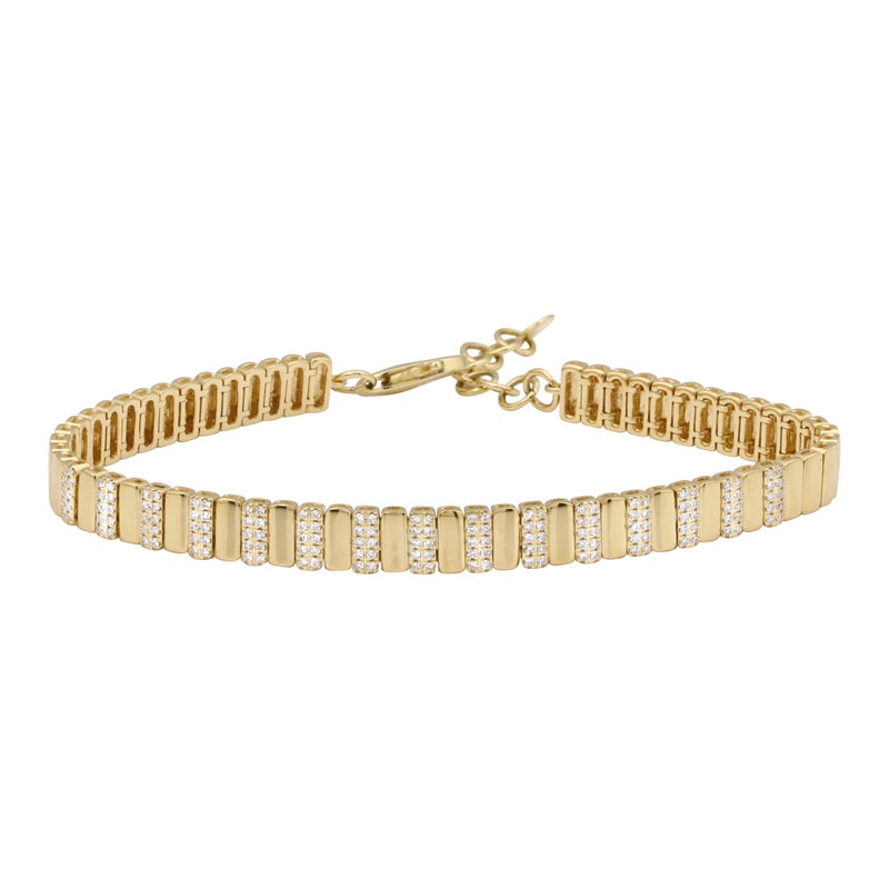 Gold and Diamond Striped Bracelet