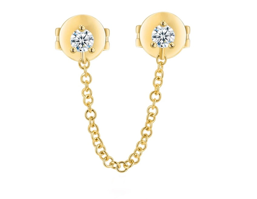 Diamond Stud Chain Link Earring