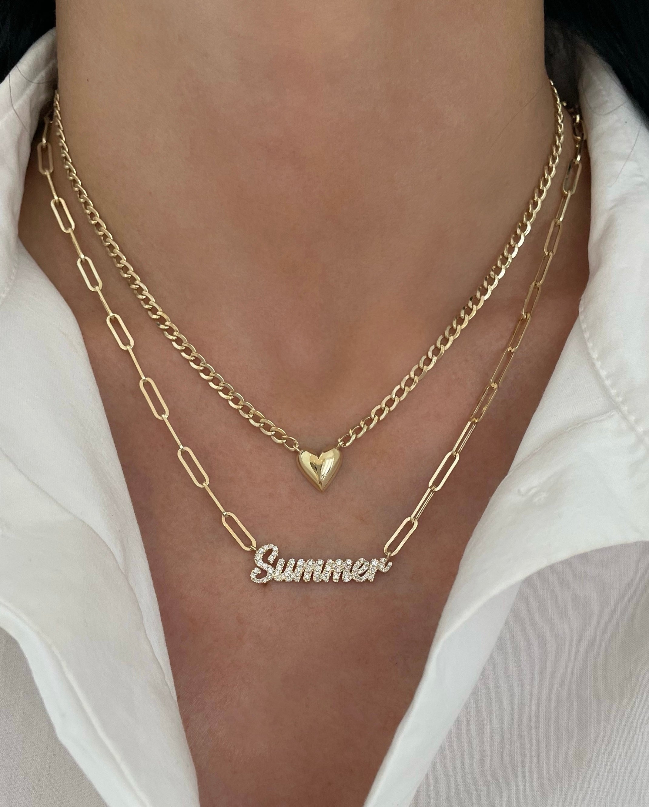 Paper Clip Diamond Name Necklace