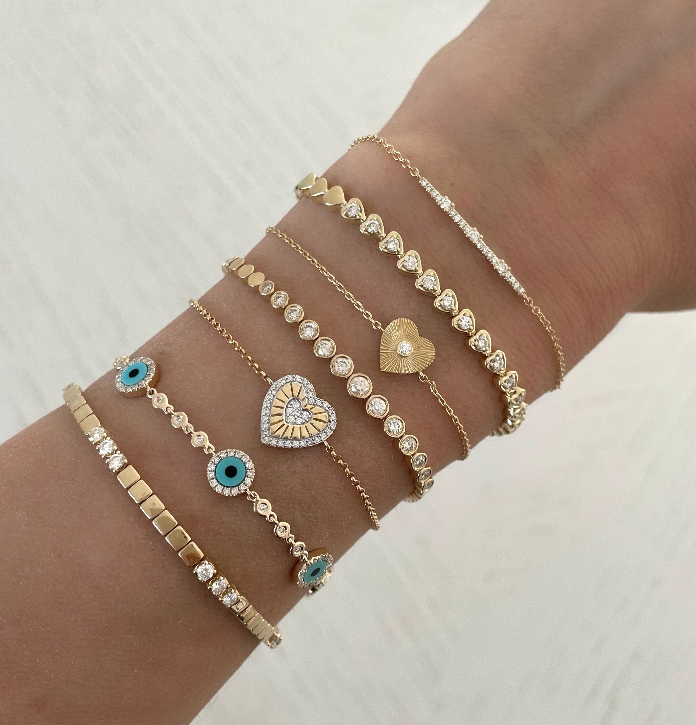Fluted Diamond Heart Bracelet
