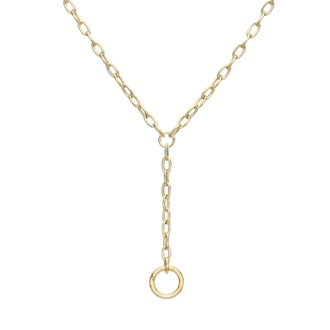 Oval Link Lariat Chain with Charm Holder