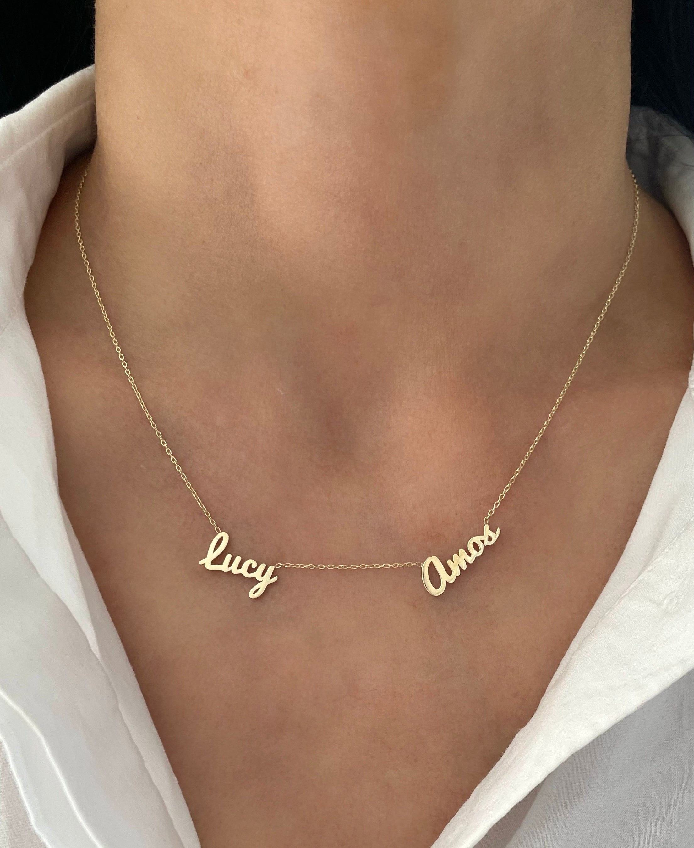 Small Script Multi Name Necklace – Lola James Jewelry