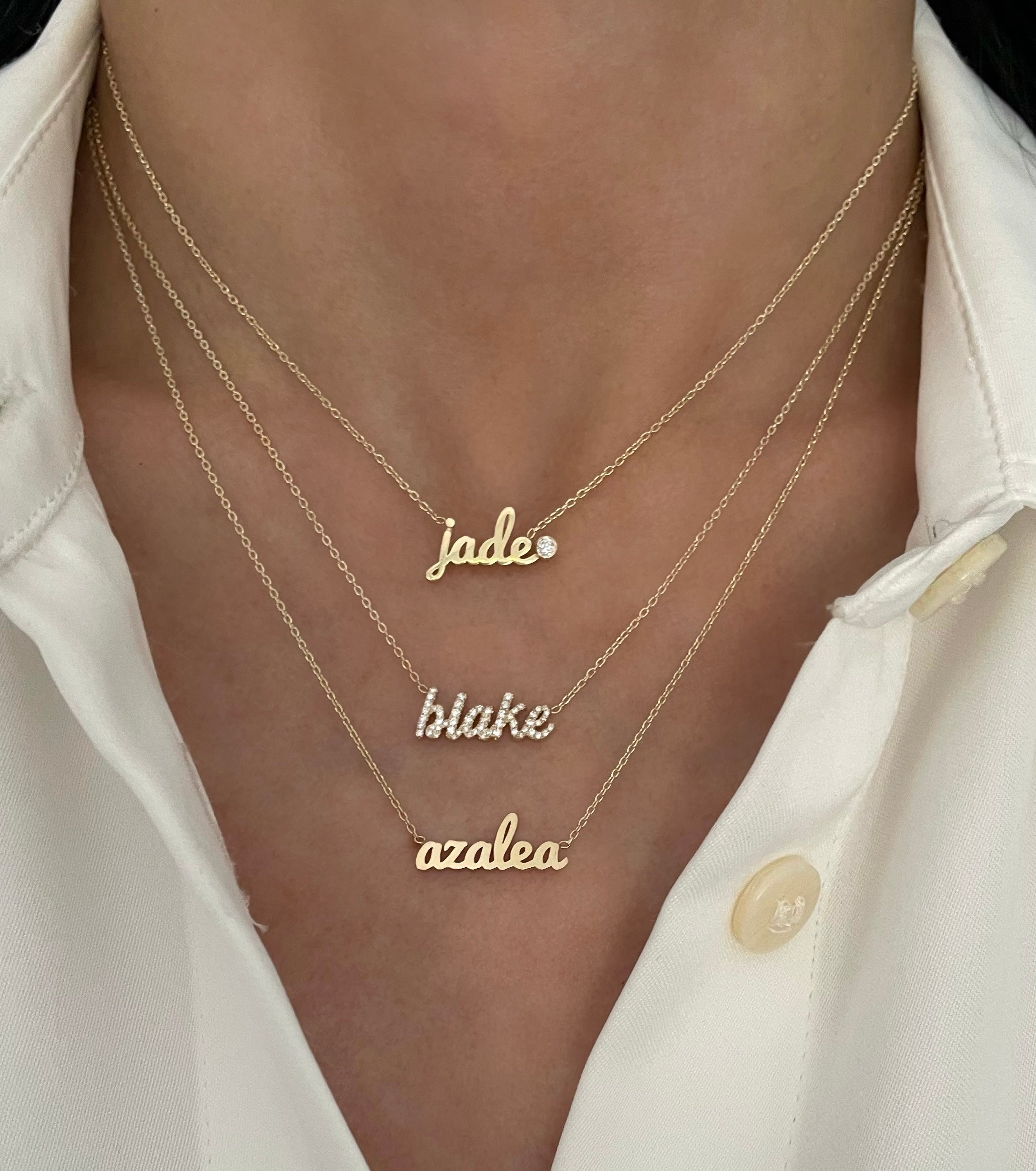 Small Gold Script Name Necklace