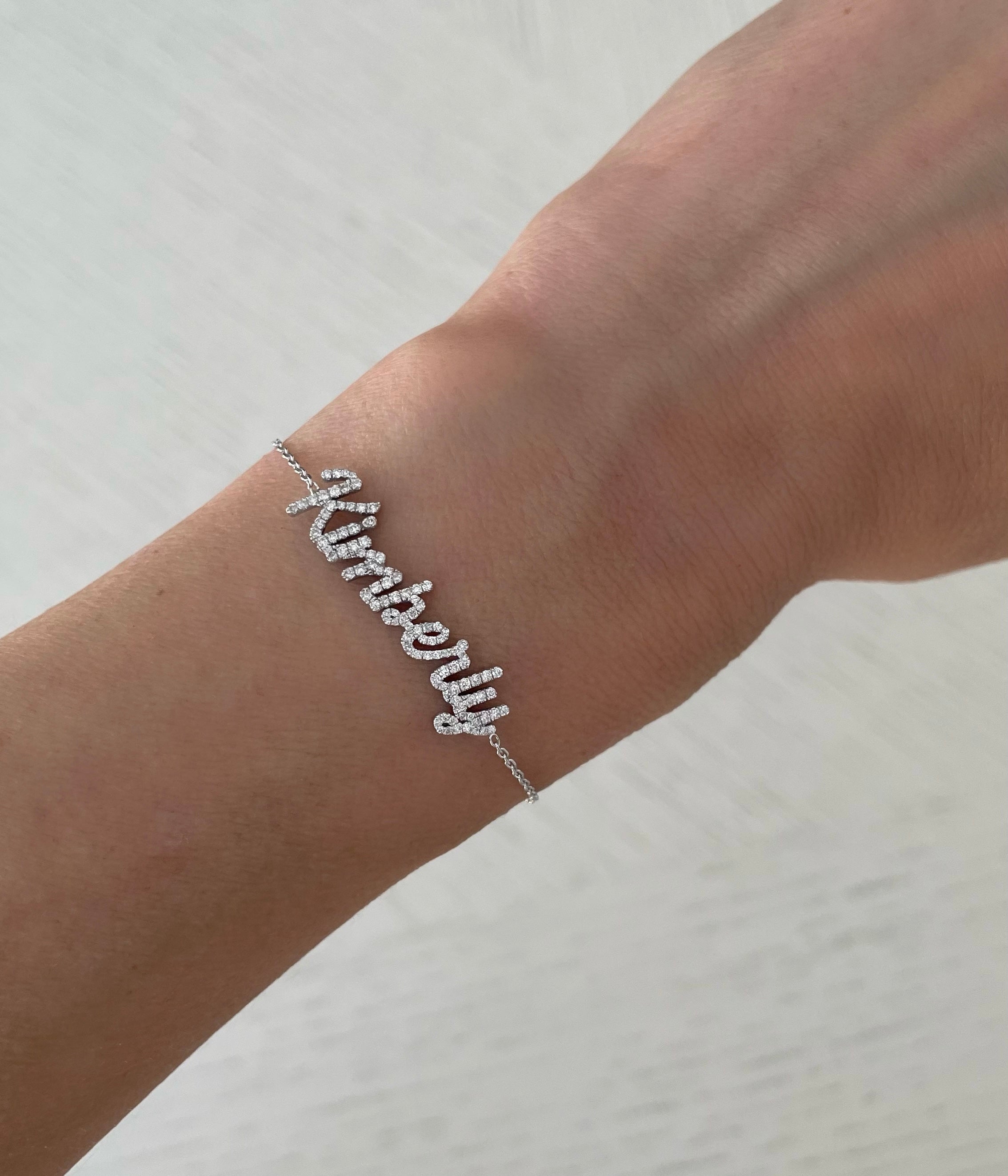 Small Diamond Script Name Bracelet