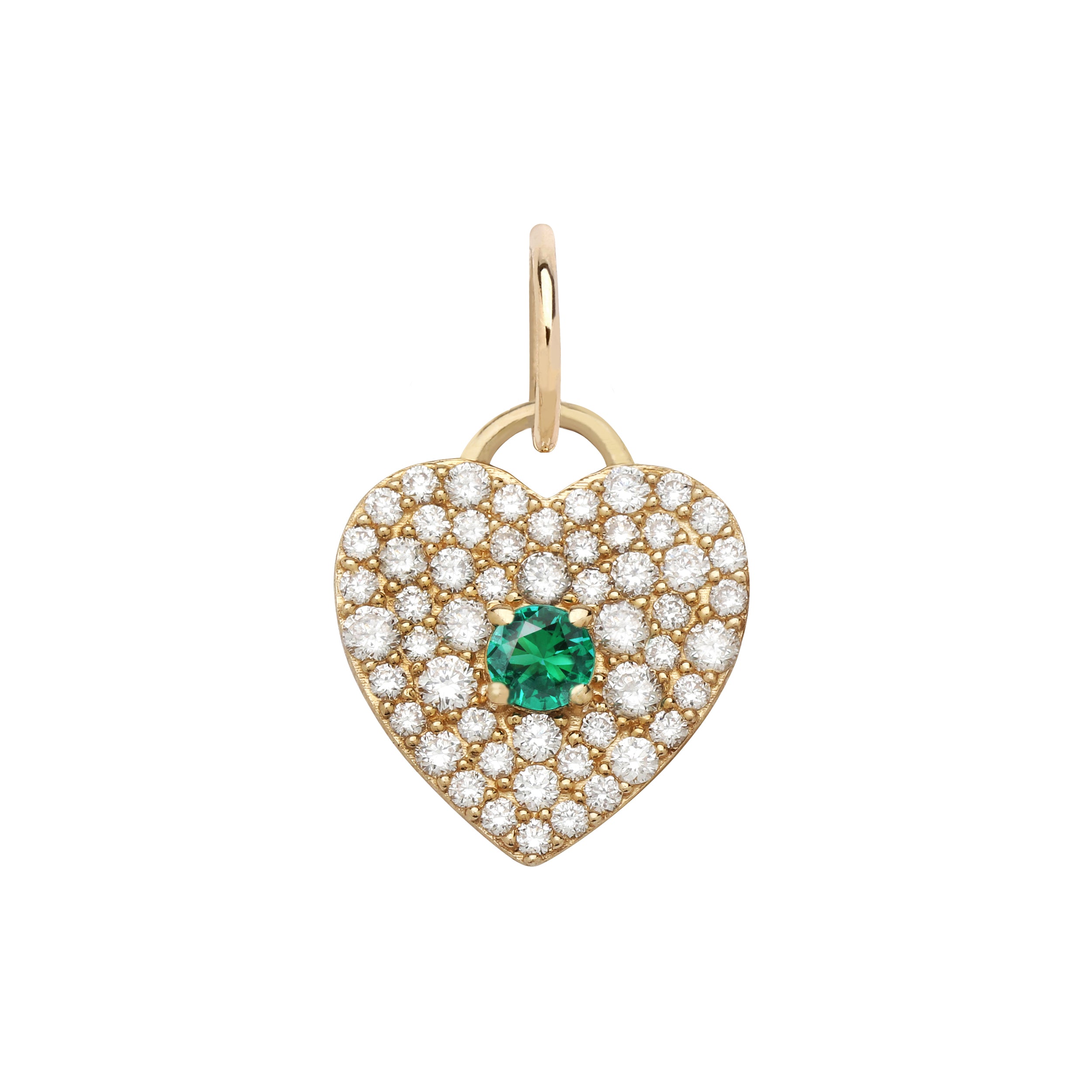 All Diamond Heart with Emerald Accent