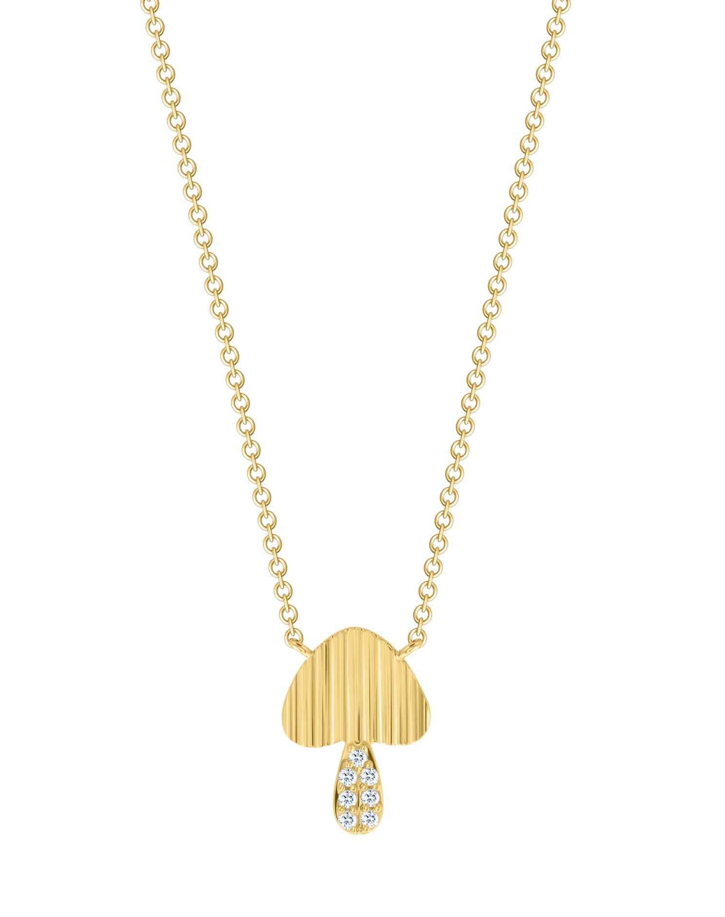 Mini Diamond and Gold Fluted Mushroom Necklace
