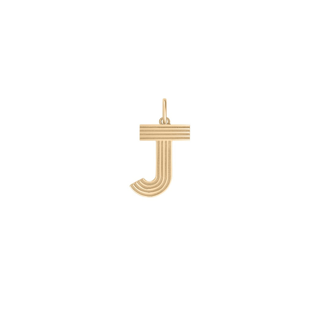 Small Retro Fluted Letter Charm
