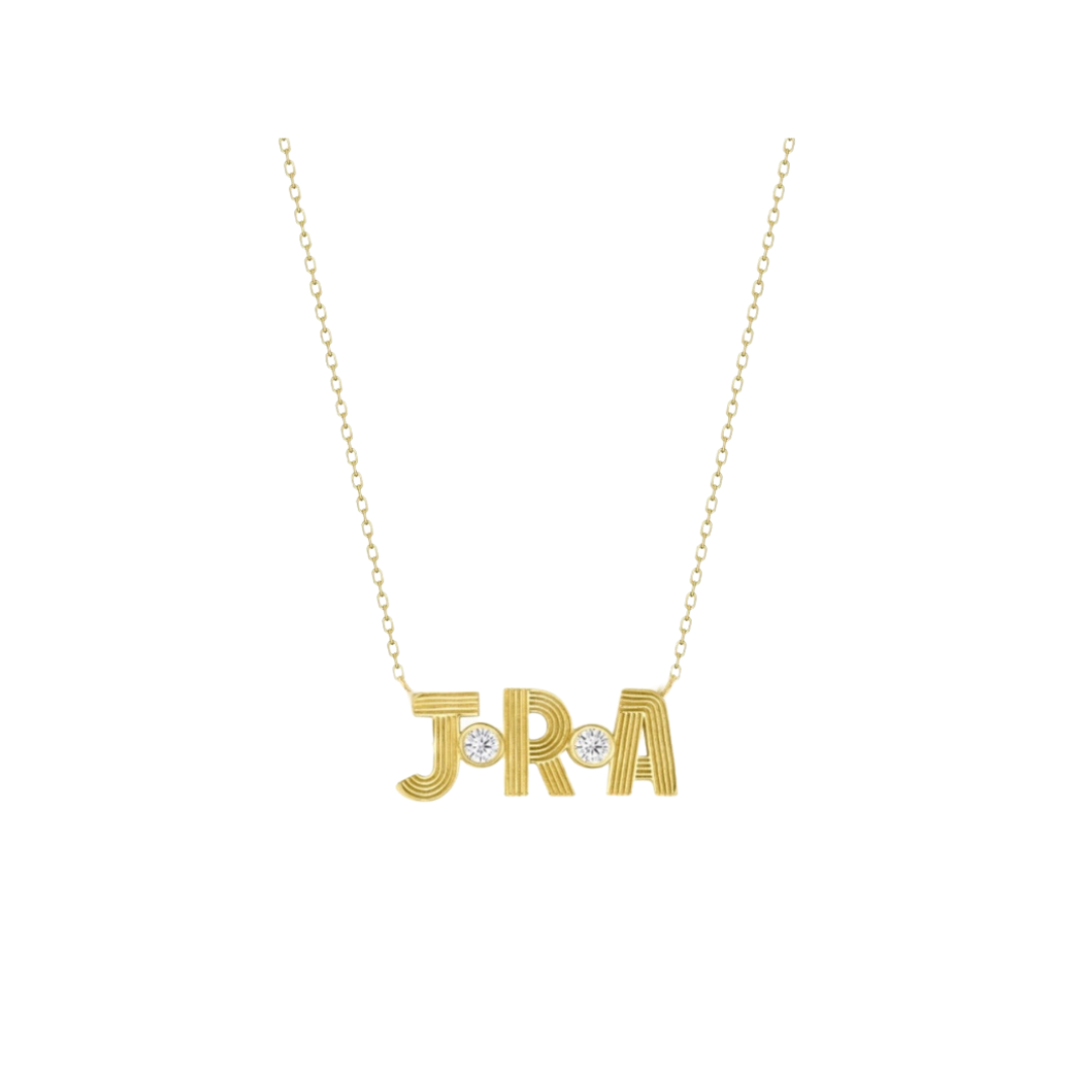 Retro Initials and Stone Necklace