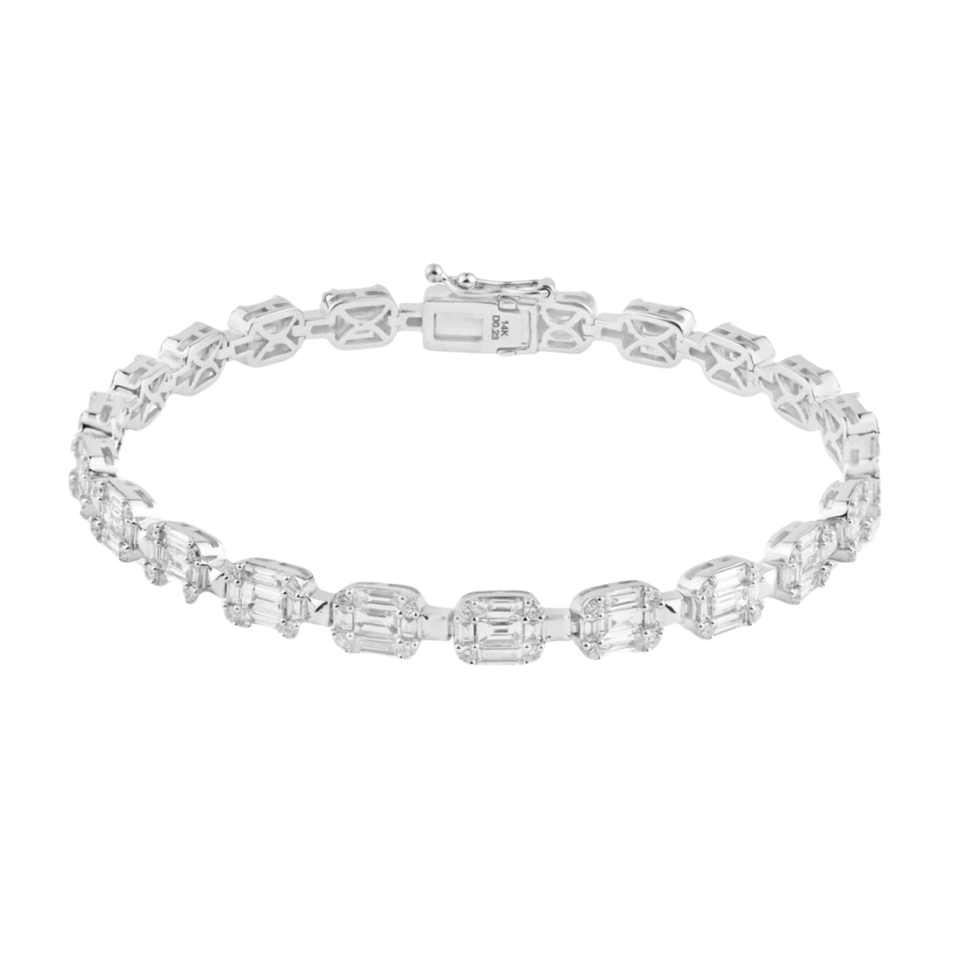 Round and baguette diamond bracelet Clearance