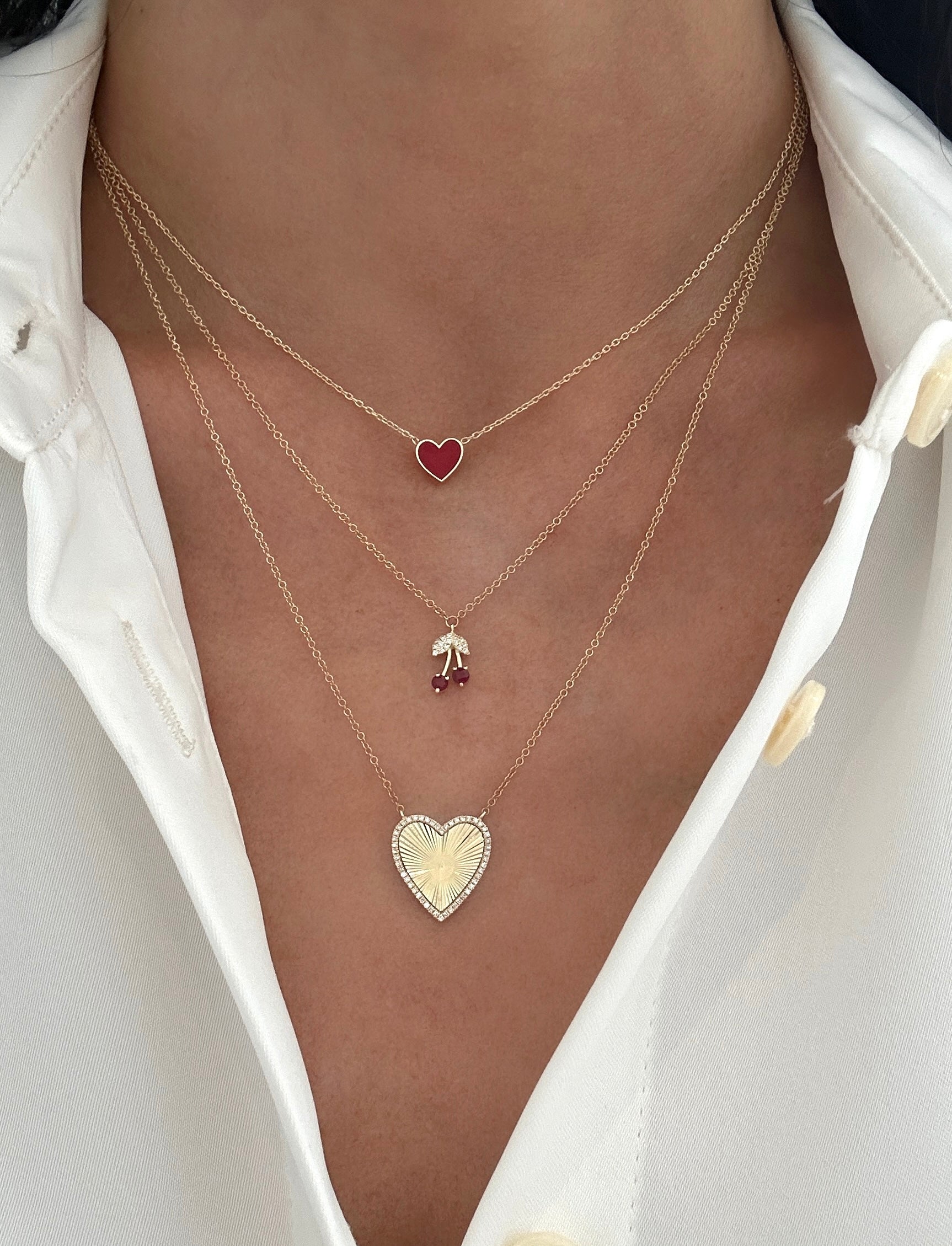 Diamond and Ruby Cherry Necklace