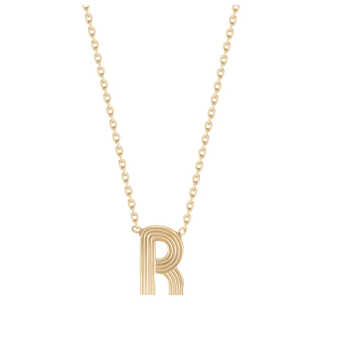 Retro Fluted Letter Necklace