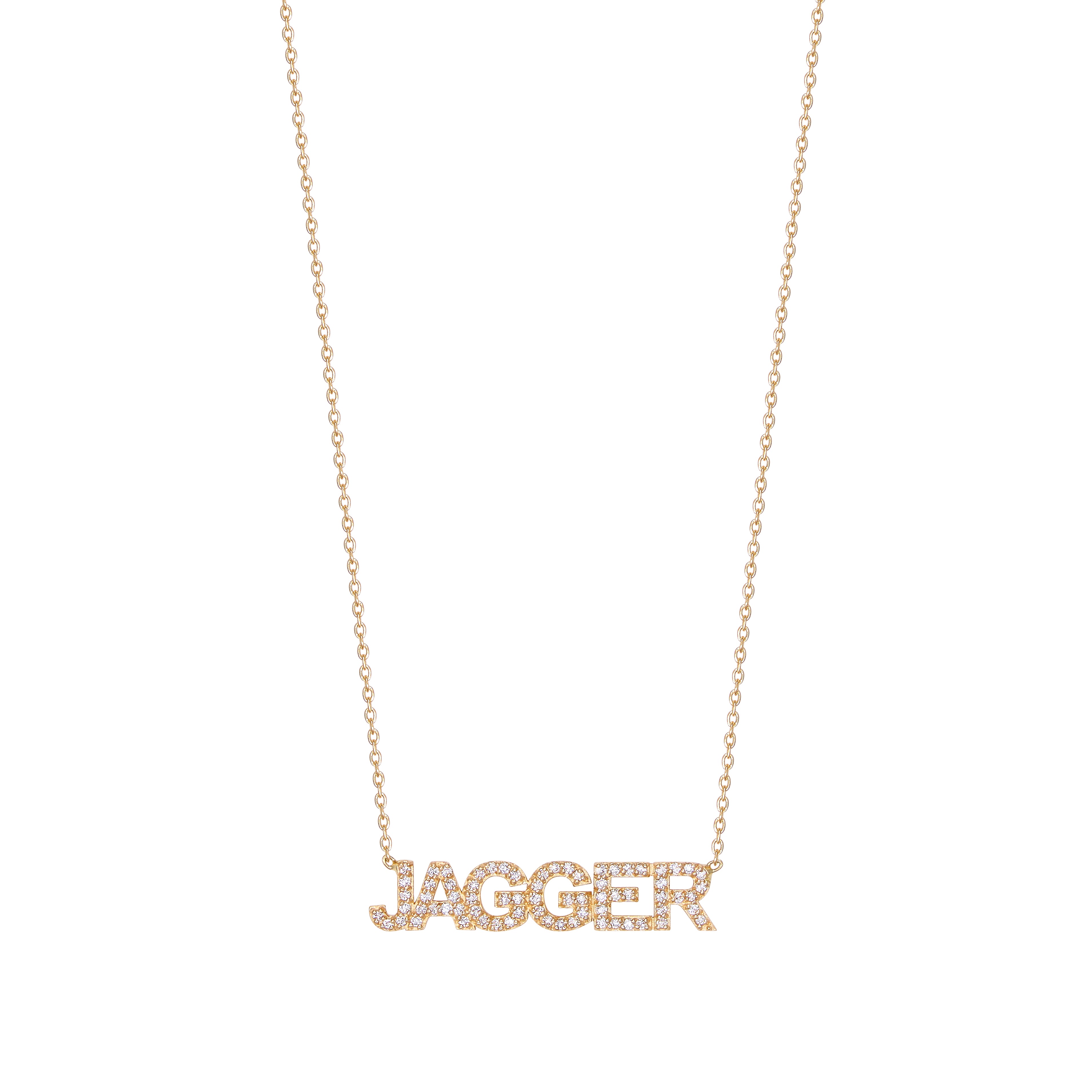 Classic Block Uppercase All Diamond Name Necklace