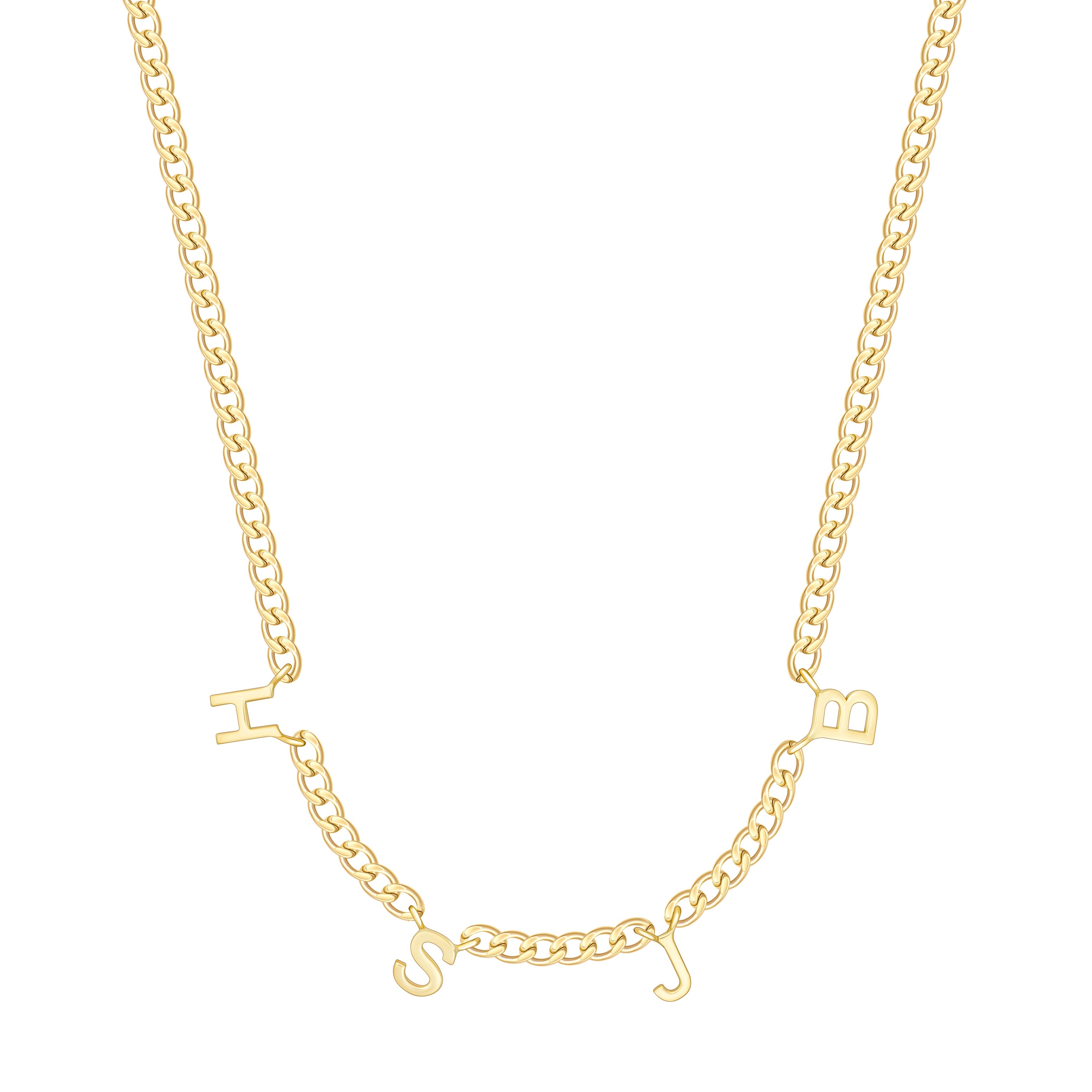 Small Cuban Link Multi Letter Necklace