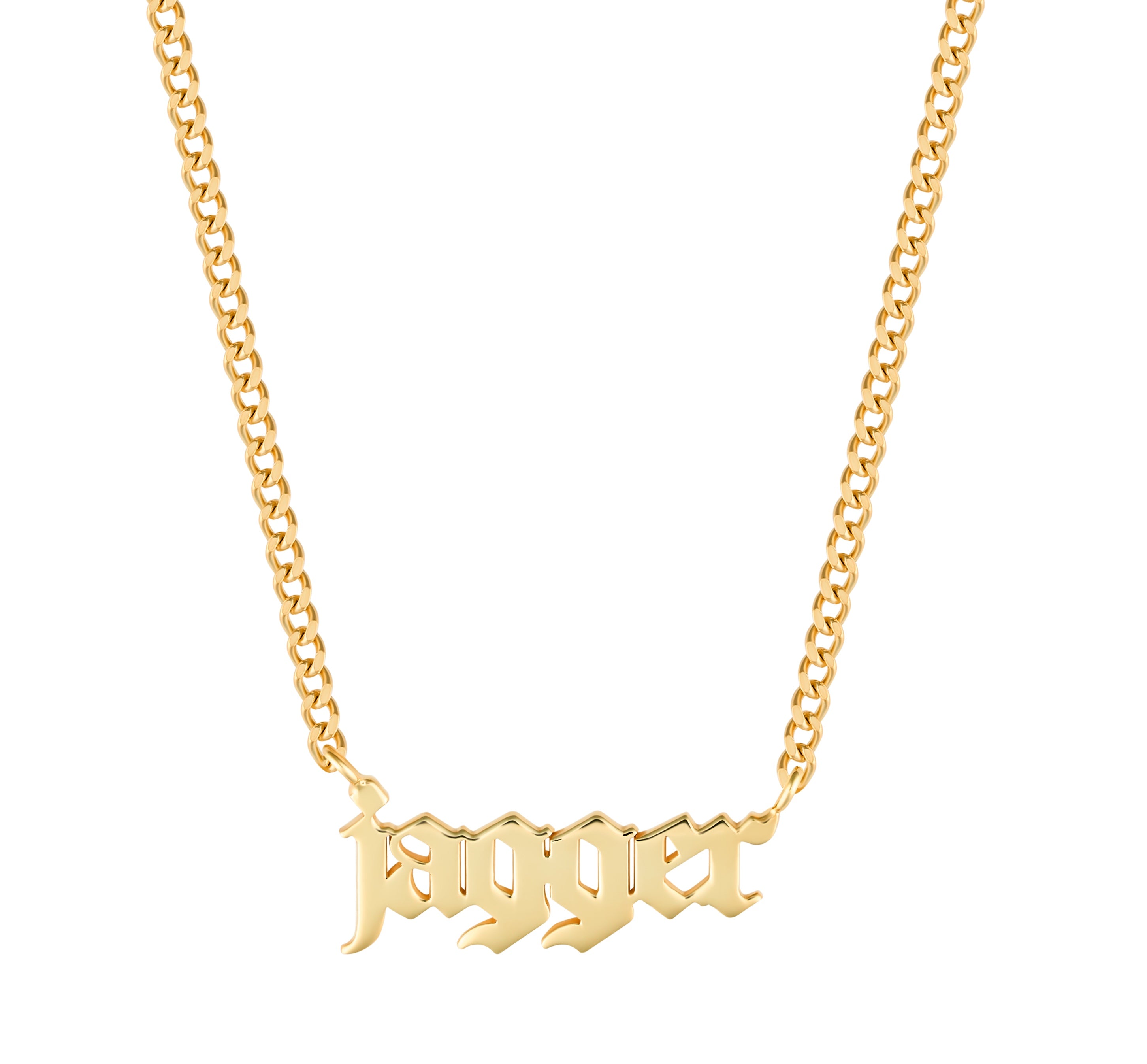 Small Curb Chain Gothic Name Necklace