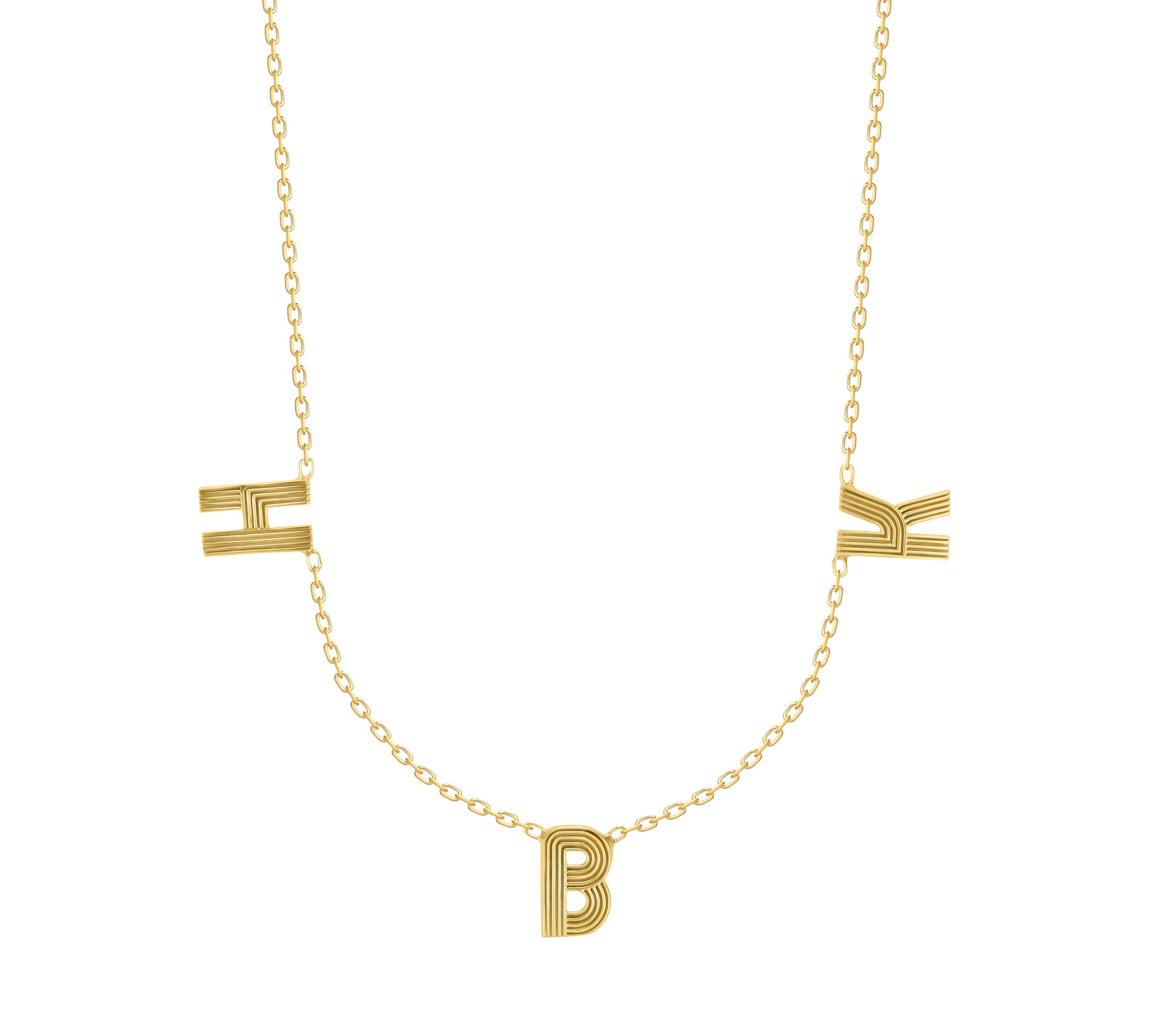 Retro Fluted Multi Letter Necklace