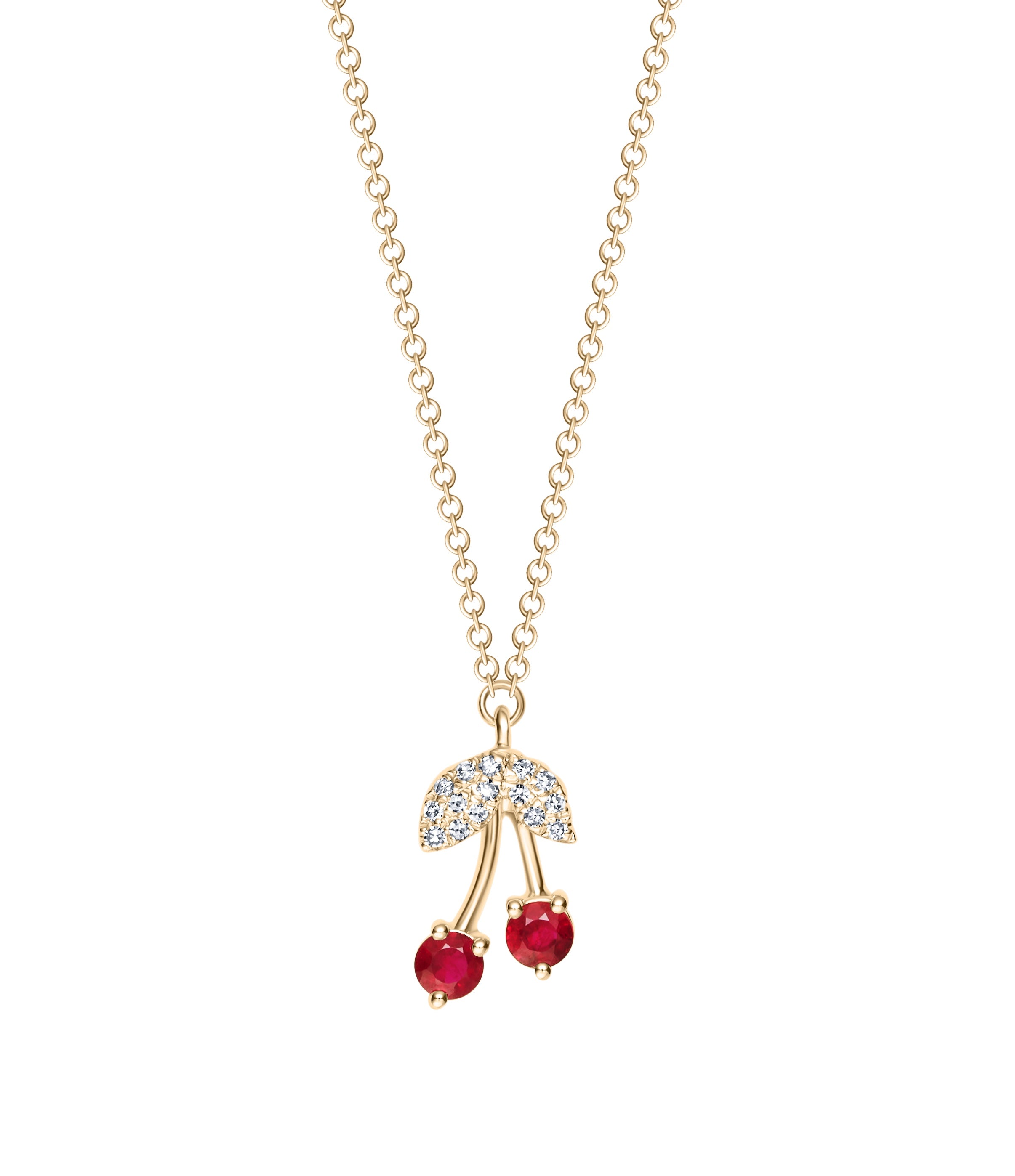 Diamond and Ruby Cherry Necklace