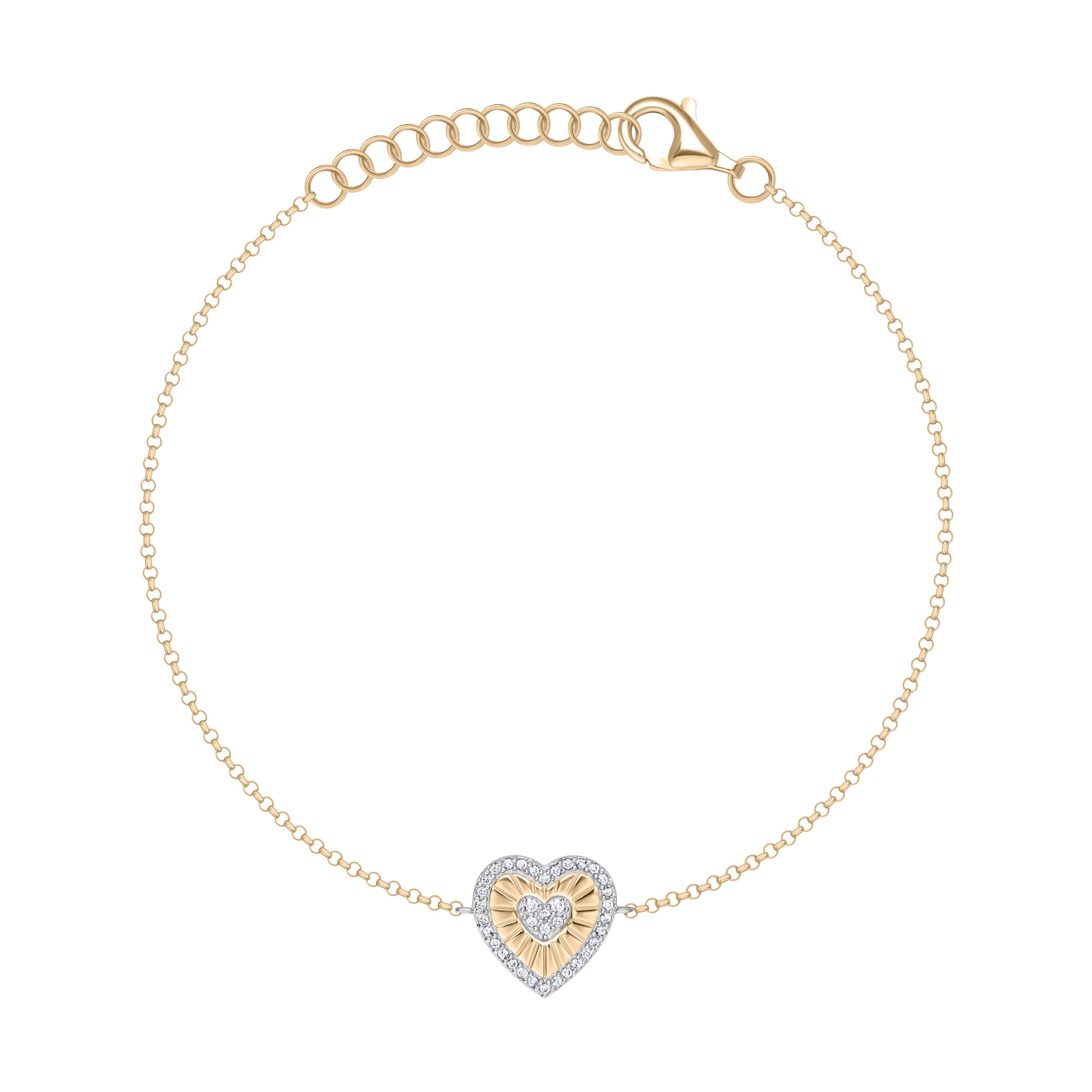 Fluted Diamond Heart Bracelet