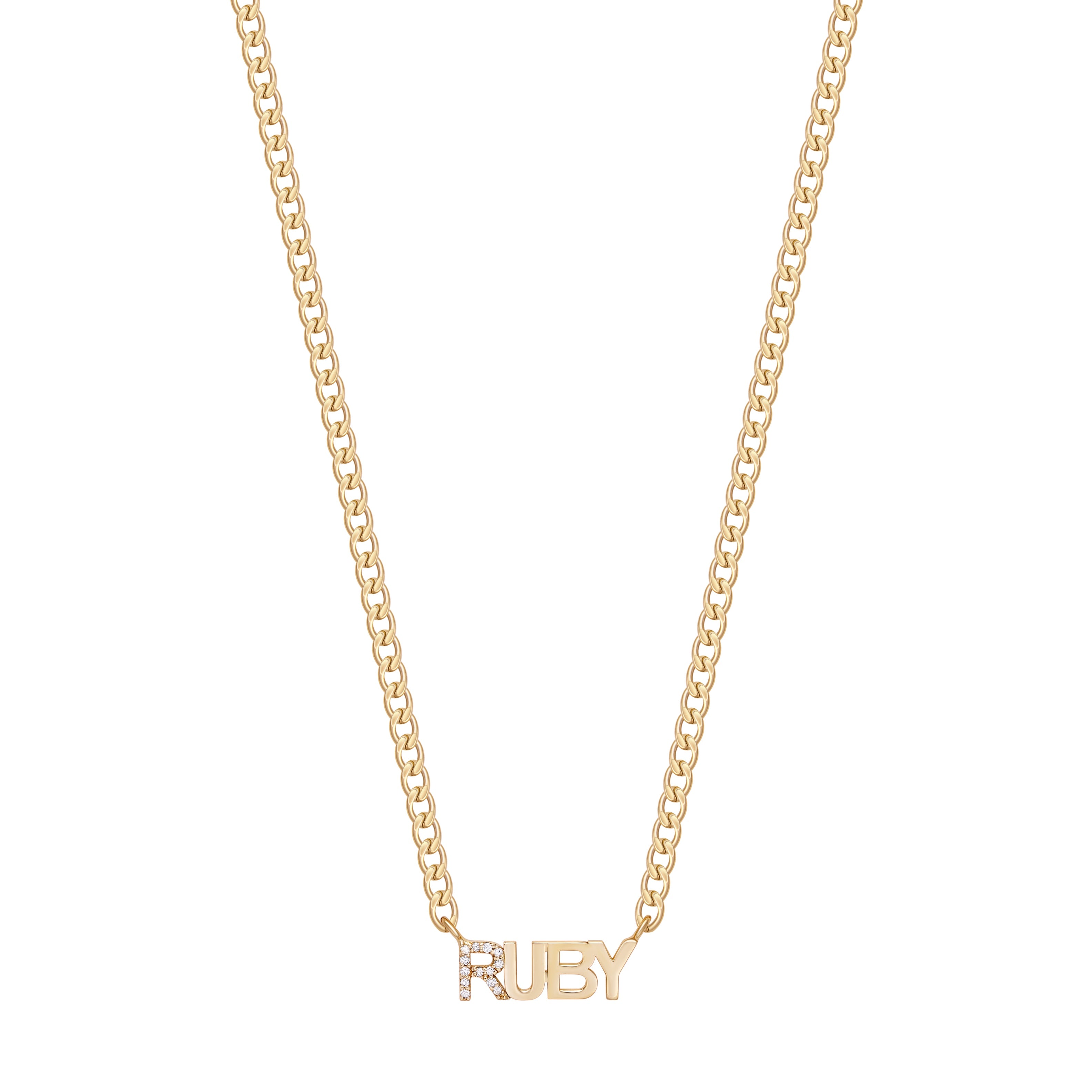 Cuban Link First Letter Diamond Uppercase Name Necklace