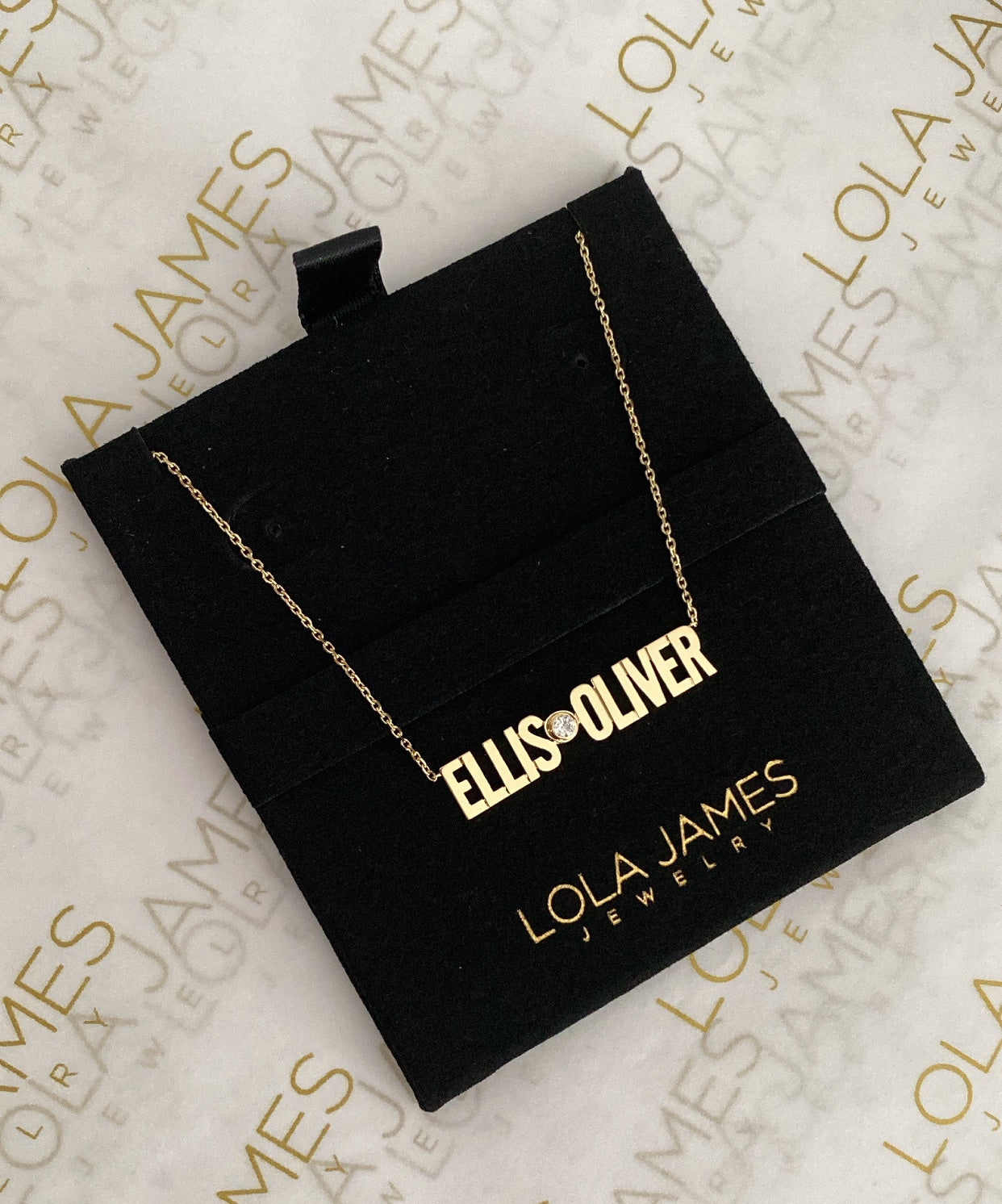 Double Name Necklace with Diamond Bezel Accent