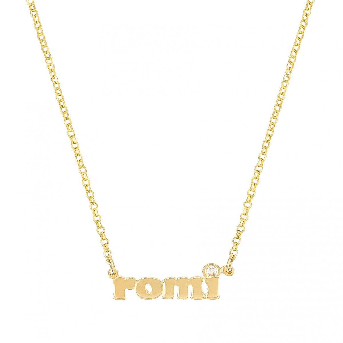 Mini Me With Diamond Accent - Custom Name Necklace In 14K Gold Or White Gold - Lola James Jewelry