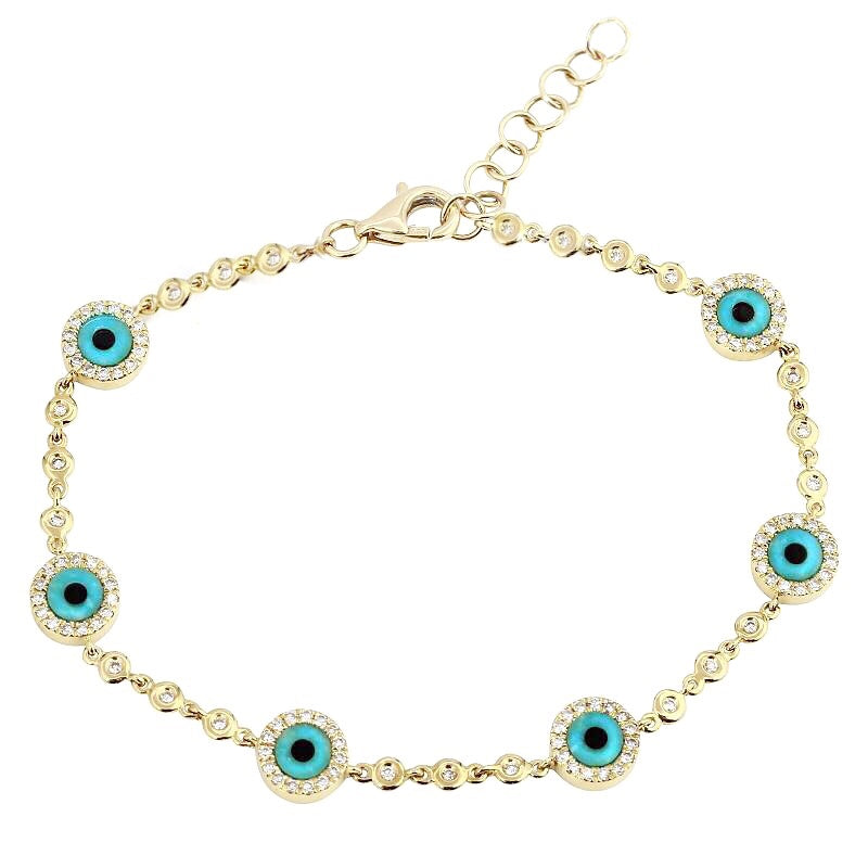 Wish Me Luck - Diamond Multi Evil Eye Bracelet - Lola James Jewelry 