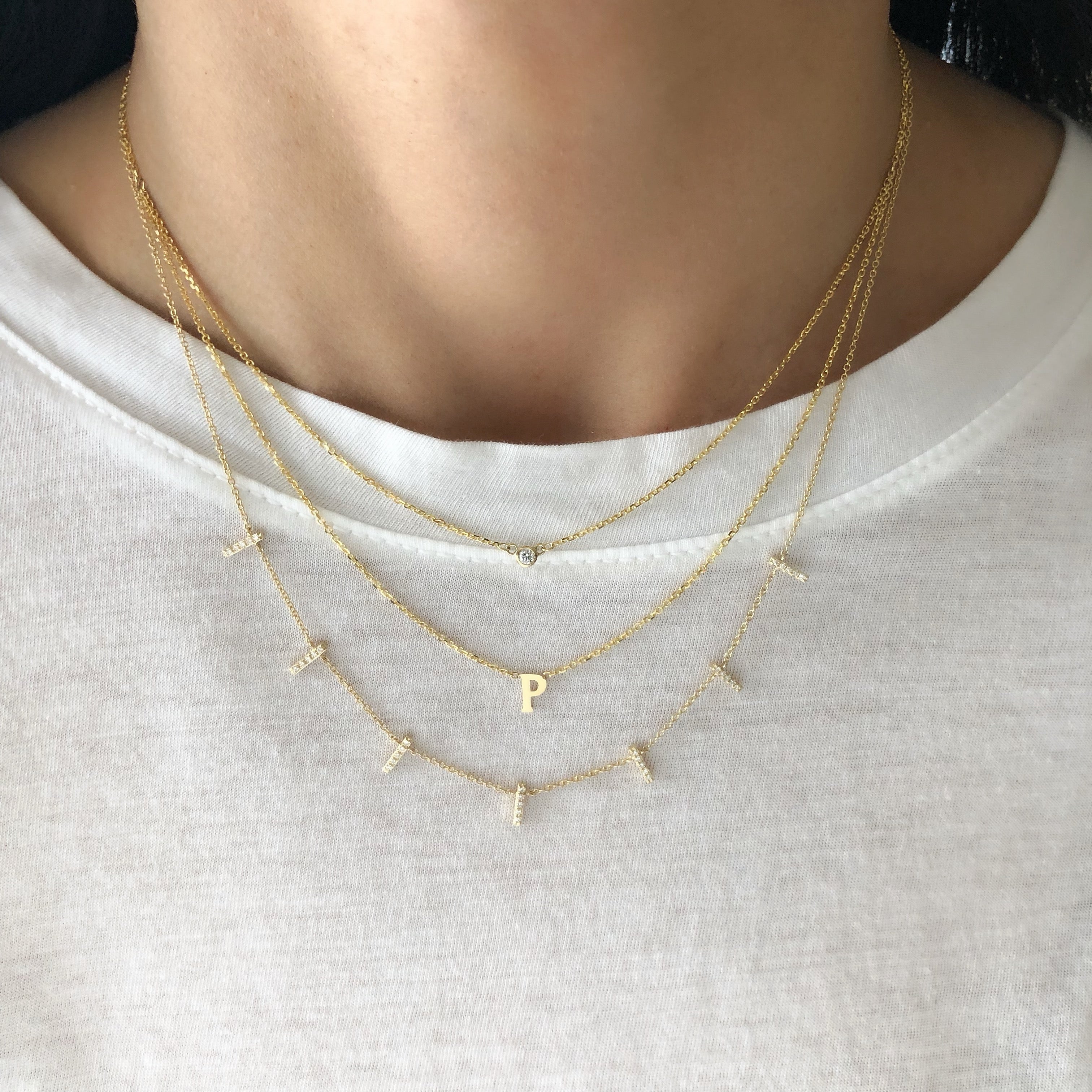 Double Layer Diamond + Gold Initial