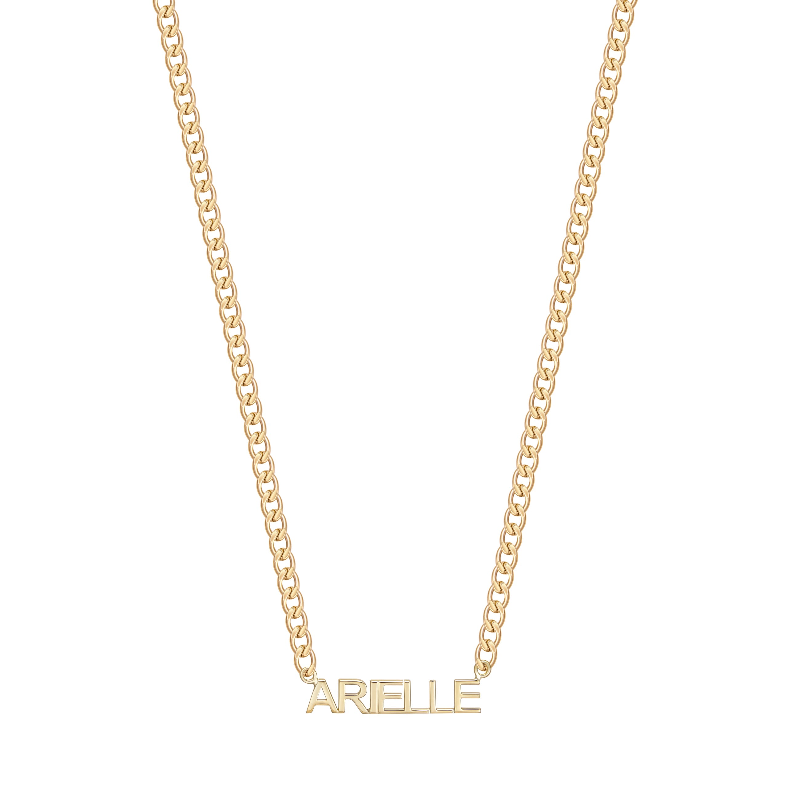 Small Cuban Link All Gold Name Necklace